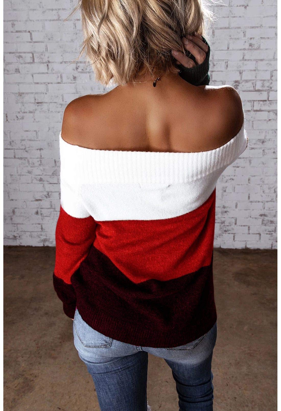 Women's 2023 Fall Winter Off Shoulder Sweater - Oversized Knit Pullover Jumper Tunic Top for Casual Outfits & Holiday Parties
