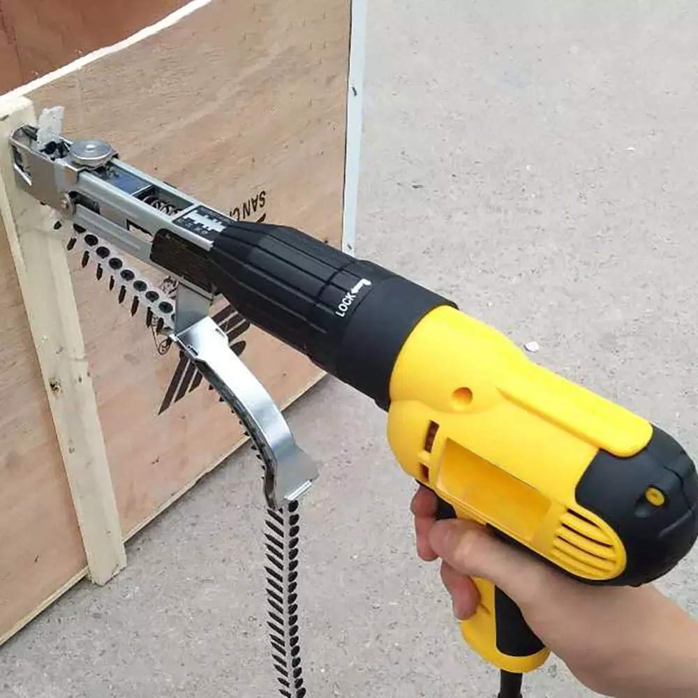 Electric Automatic Chain Belt Nail Screw Gun - Cordless Power Tool for Woodworking, Construction & DIY Projects - Fast Screw Driving with Adapter for Efficient Drilling in Wood, Metal & Plastic