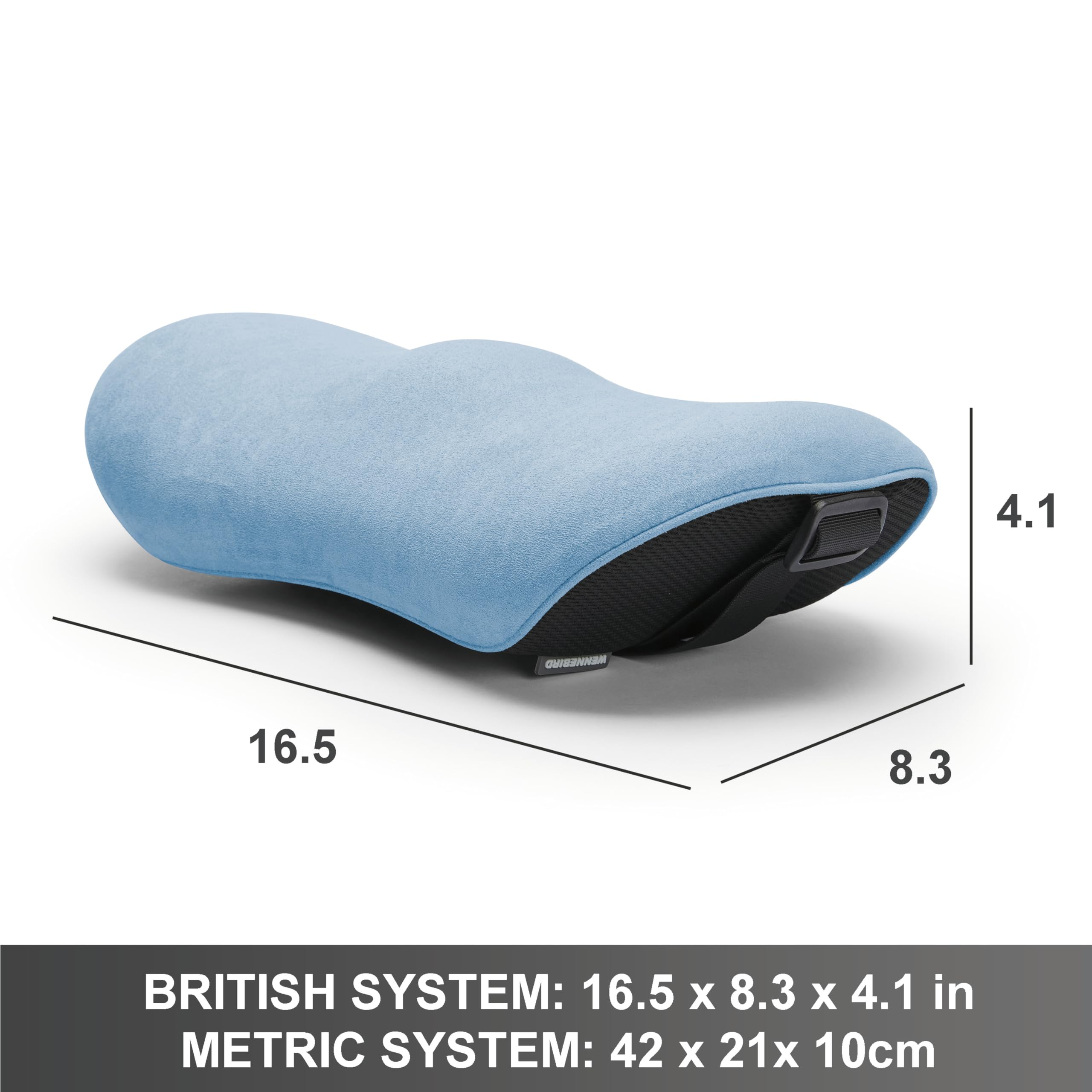 WENNEBIRD Model C Lumbar Support Pillow - Adjustable Back Support Cushion for Office Chairs, Car Seats & Home Furniture - Relieves Lower Back Pain - Perfect for Work, Travel & Relaxation - Blue