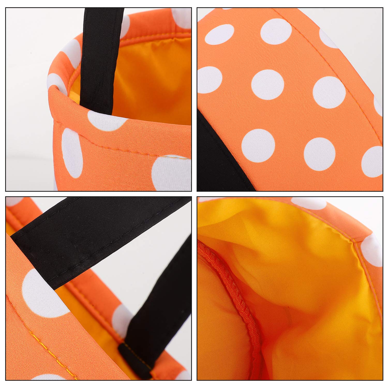 Halloween Candy Bags - Orange & Black Polka Dot Tote Bags for Trick or Treat, Halloween Party Favors & Supplies - Perfect for Kids Halloween Parties, Trick-or-Treating & Halloween Decorations