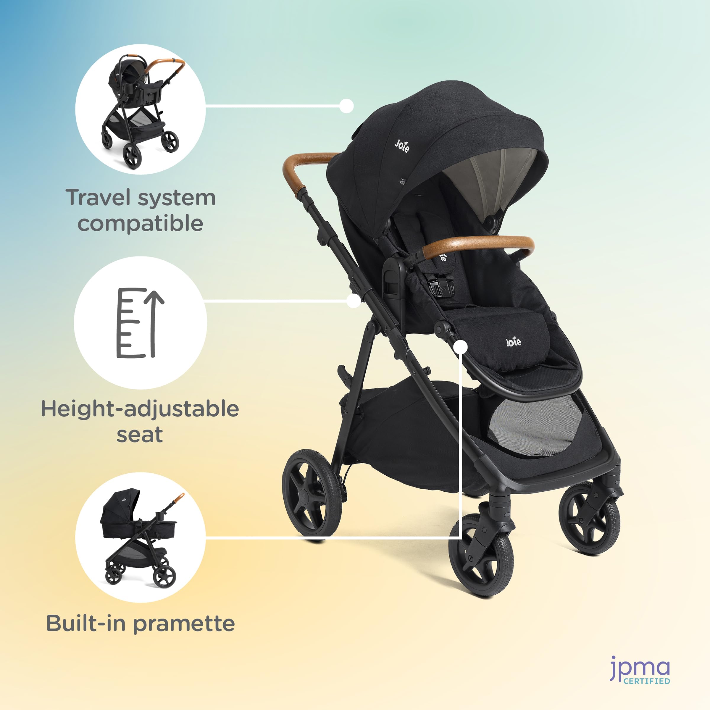 Ginger 4-in-1 Convertible Baby Stroller & Pramette with Height Adjustable Seat, All-Wheel Suspension & Extra Storage - Newborn to Toddler Travel System (Evergreen) | Perfect for City Walks, Shopping Trips & Family Outings