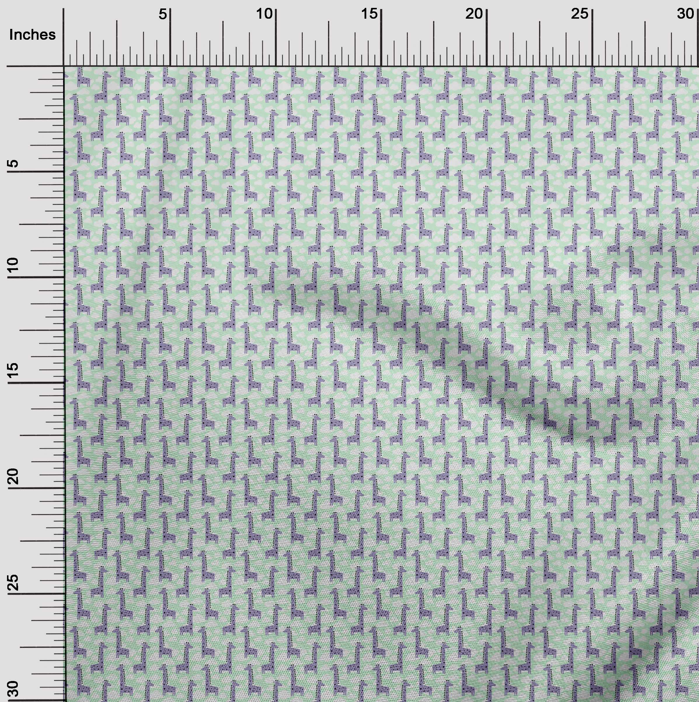 oneOone Silk Tabby Aquamarine Giraffe Print Fabric by The Yard - 42 Inch Wide DIY Sewing Material for Kids Clothing, Quilting & Craft Projects | Perfect for Dresses, Scrunchies & Home Decor