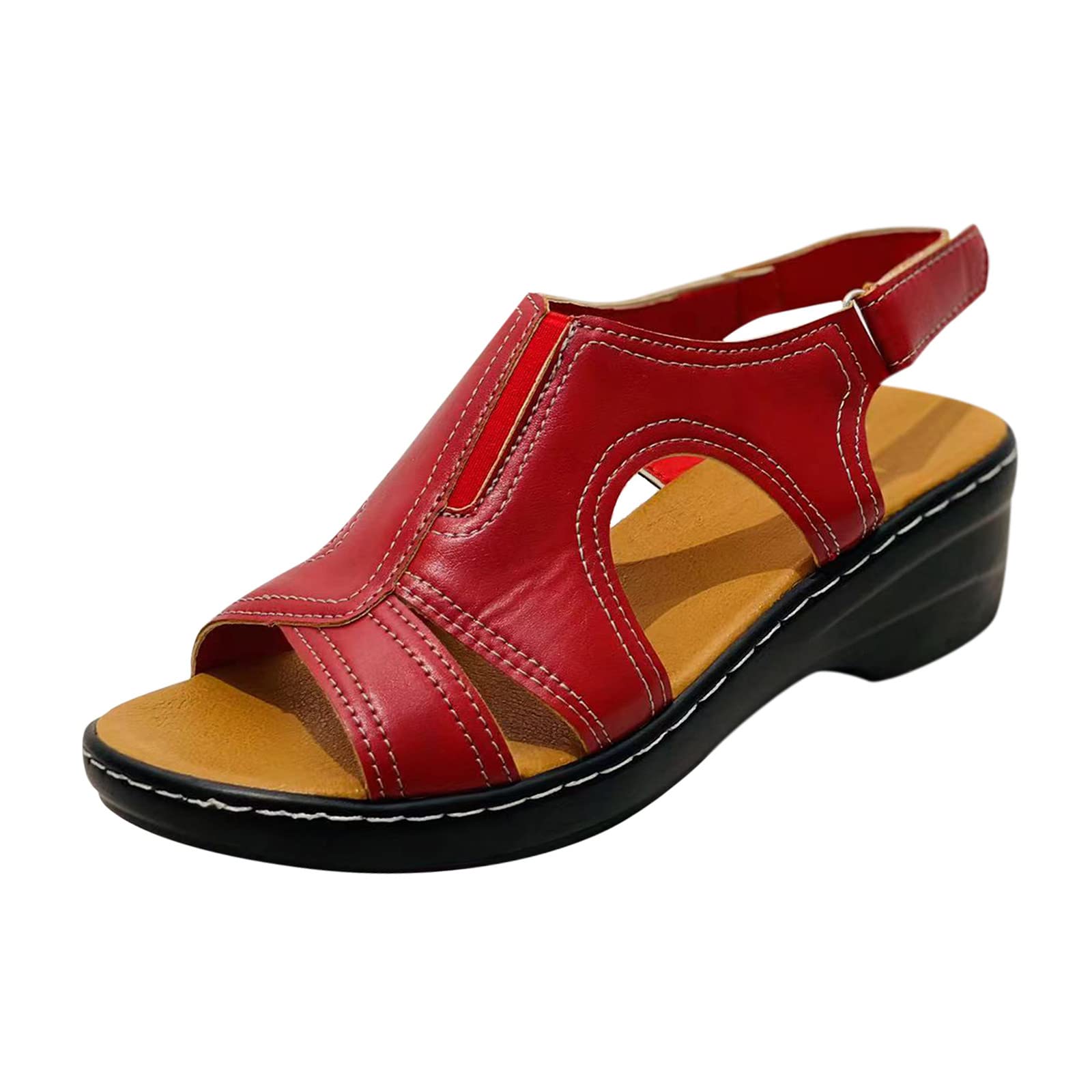 Women's Casual Roman Sandals - Fish Mouth Wedge Sandals for Summer, Beach & Outdoor Walking - Comfortable Slip-On Wedges for Women