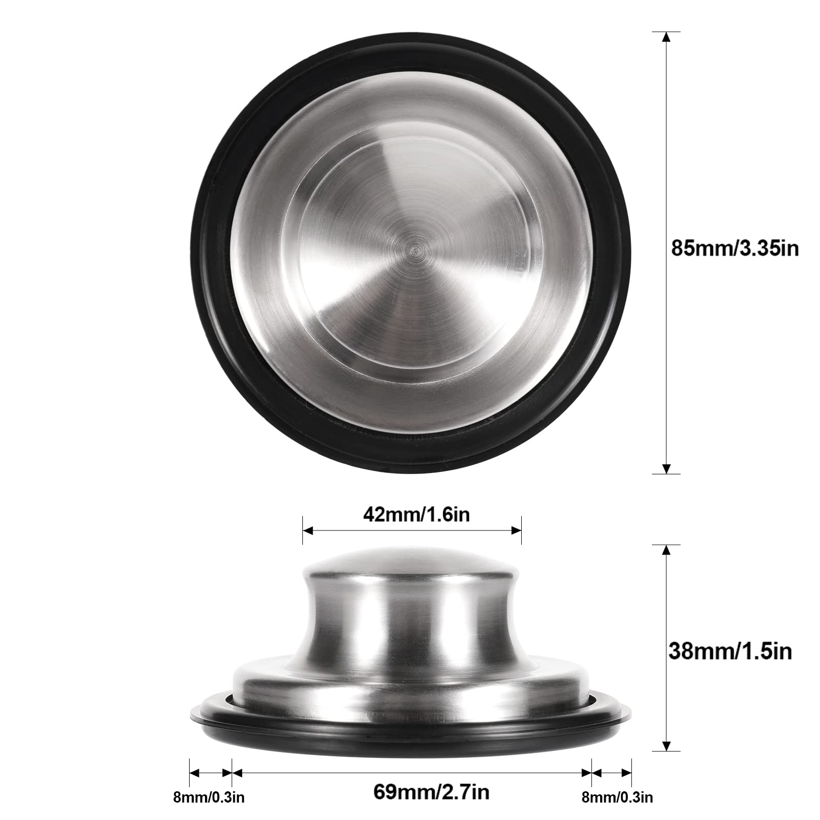 Stainless Steel 3.5 Inch Universal Kitchen Sink Stopper Plug Cover - Fits InSinkErator, Moen, Waste Maid Garbage Disposal Flange Drain (Brushed Finish) | Durable Sink Drain Cover for Bathroom, Laundry & Kitchen Use