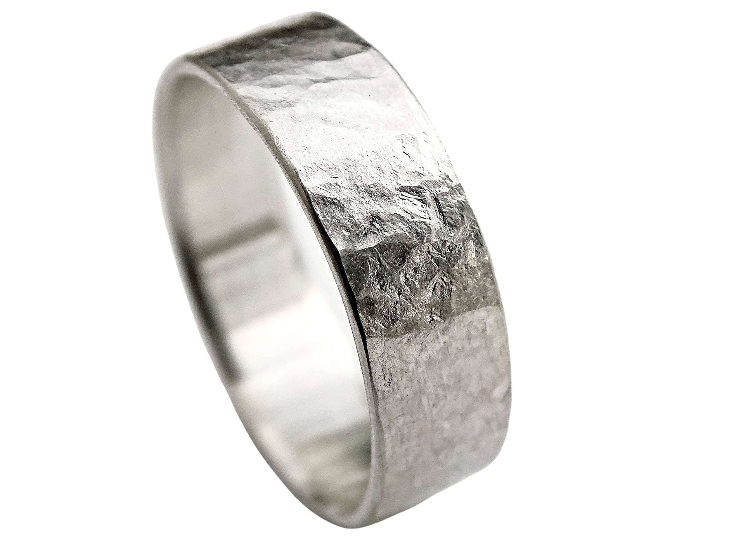 Handforged Unique Men's Silver Wedding Band with Silk Surface, Structured Design for Promise Rings, Vintage Used Look - Perfect for Weddings, Anniversaries, and Special Occasions