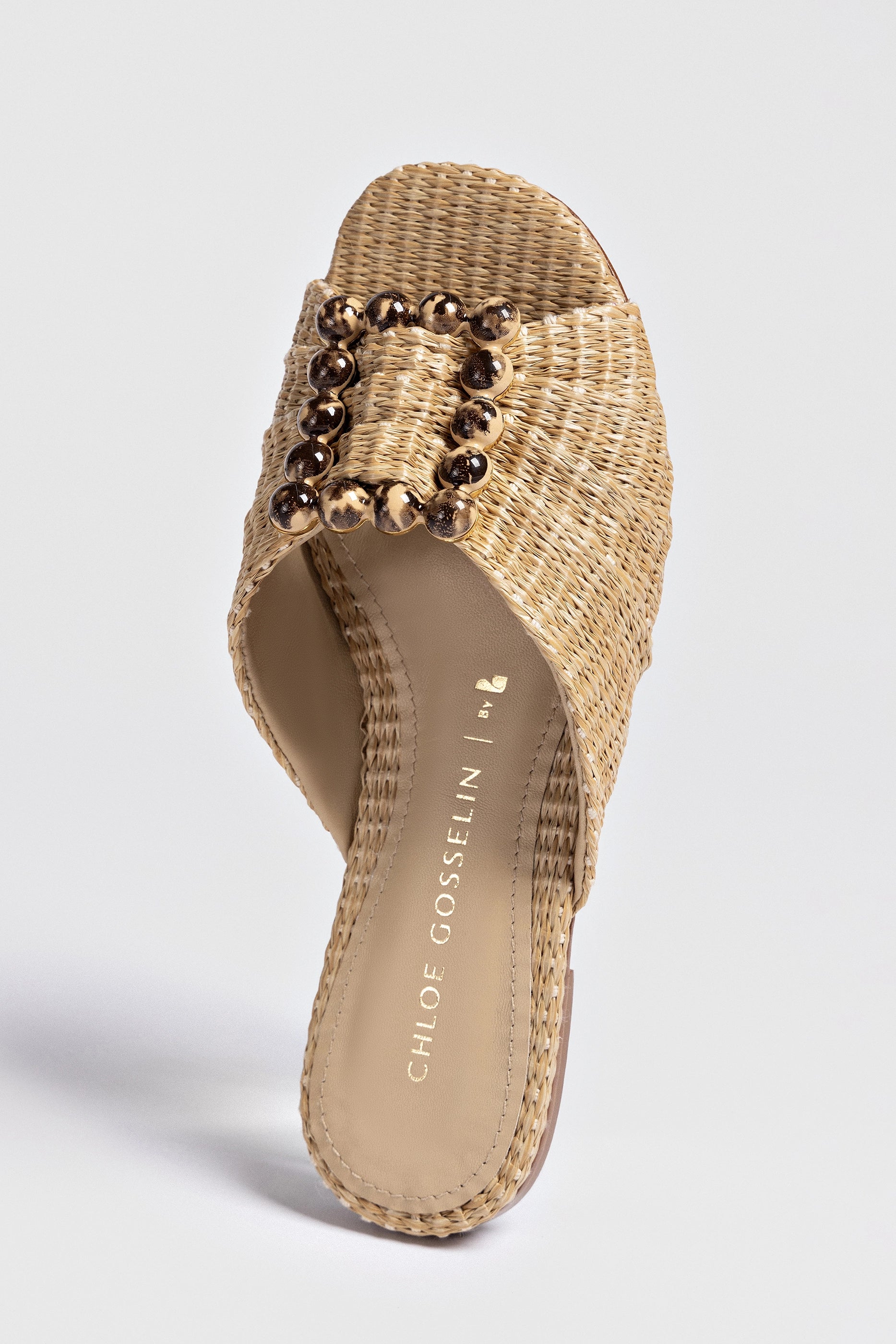 Chloe Gosselin by Larroudé Nova Flat Sandals in Natural Raffia - Comfortable Summer Shoes for Beach, Vacation & Casual Outings