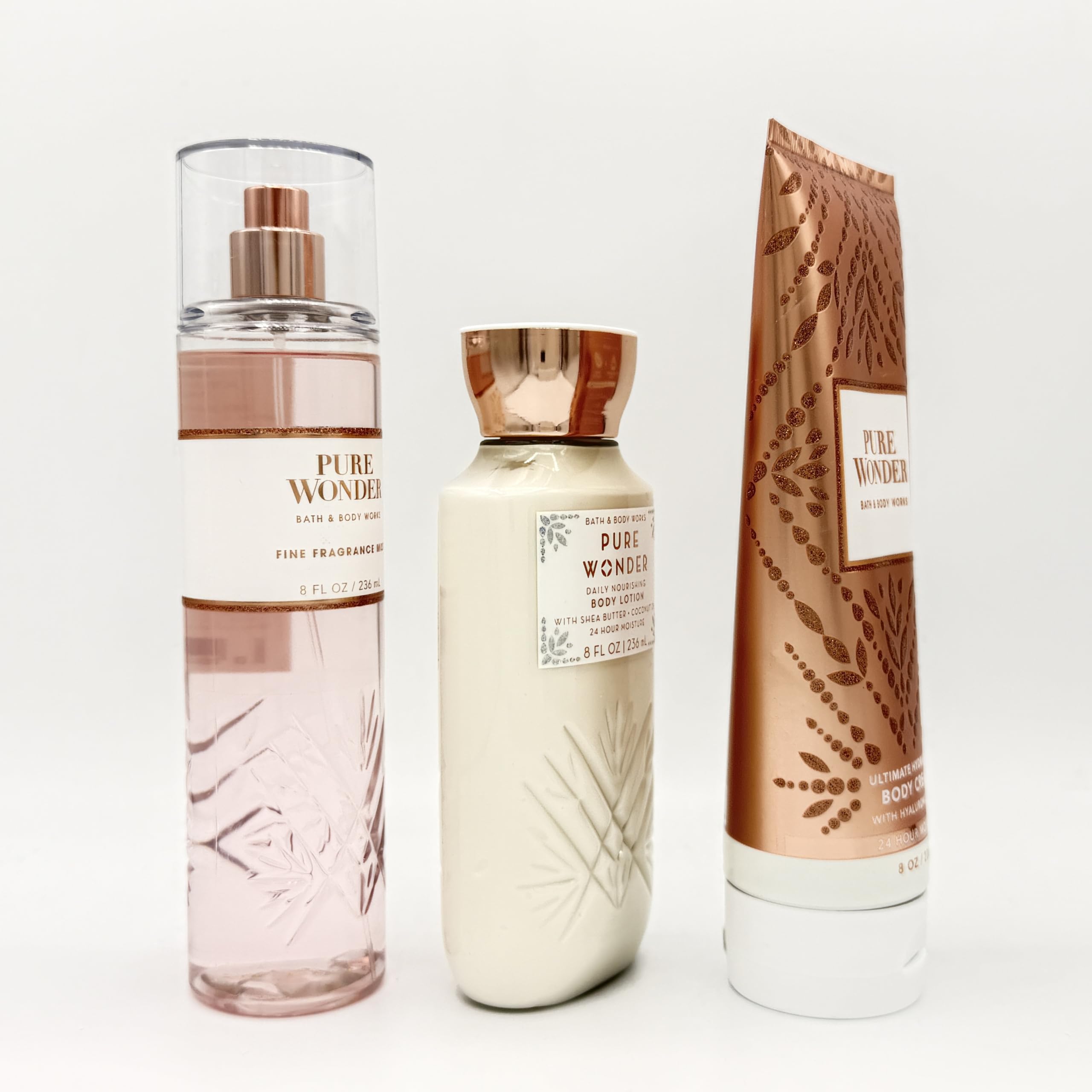 Pure Wonder 3-Piece Unisex Bath & Body Gift Set | Fine Fragrance Mist, Hydrating Body Lotion & Cream (8oz Each) - Moisturizing, Nourishing Skincare for Daily Use, Spa Day & Relaxing Self-Care Routine