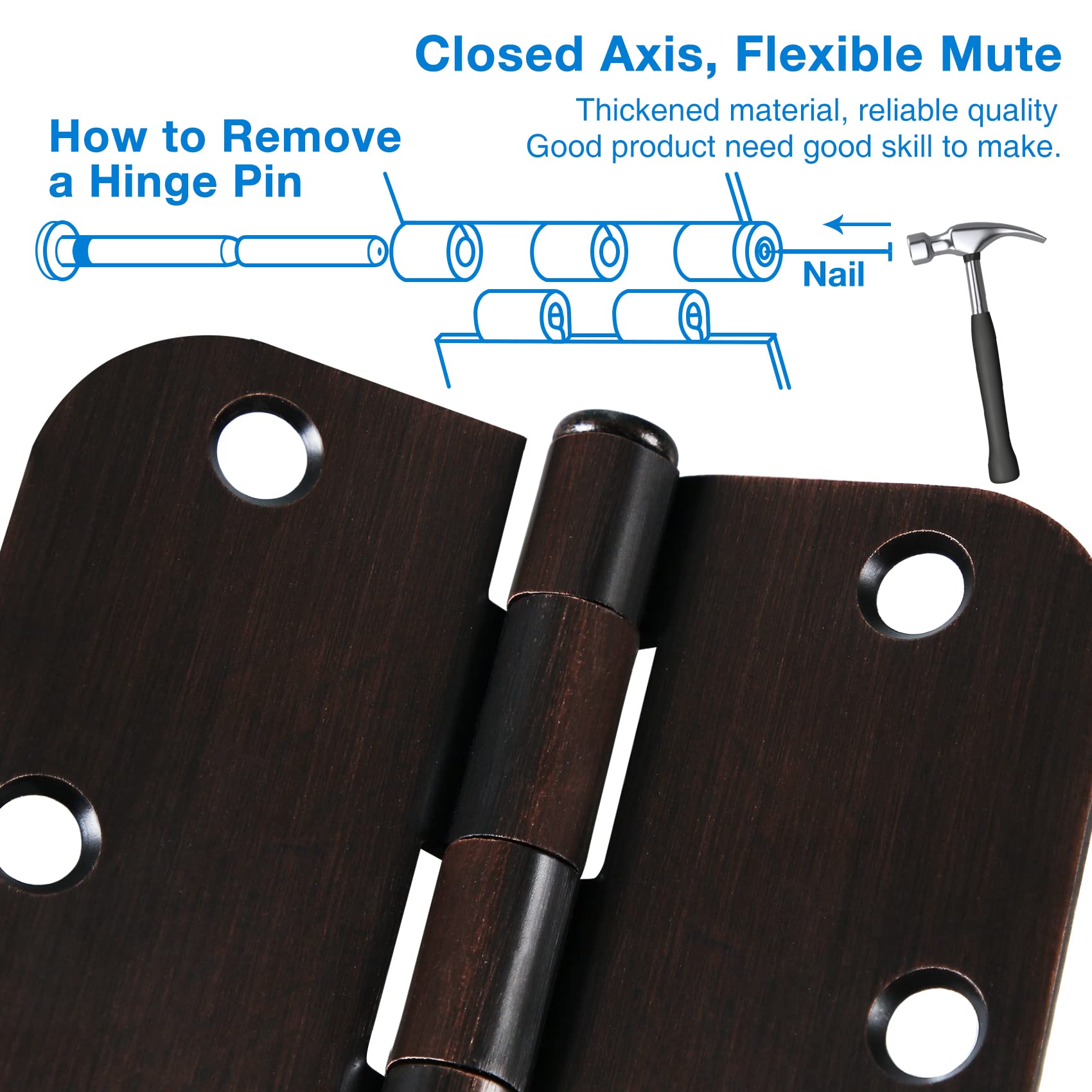 Oil Rubbed Bronze Door Hinges 3.5 Inch - Heavy Duty Interior Door Hinges 3-1/2