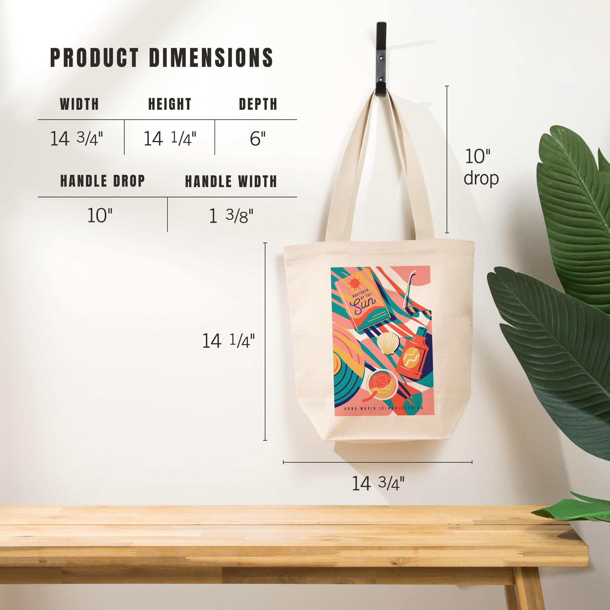 Lantern Press Anna Maria Island Florida Beach Bliss Collection - 100% Cotton Canvas Reusable Tote Bag for Beach, Shopping & Travel | Eco-Friendly Sun Nurtured Design