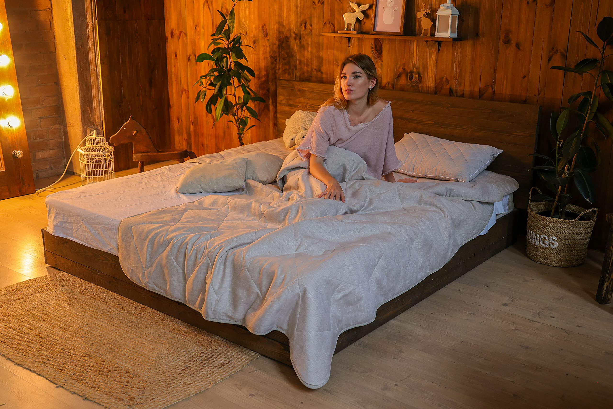 Organic Hemp & Linen Weighted Blanket - 200 GSM Hypoallergenic Comforter for Adults, Twin Size | Natural Fiber Bedding for Anxiety Relief & Better Sleep