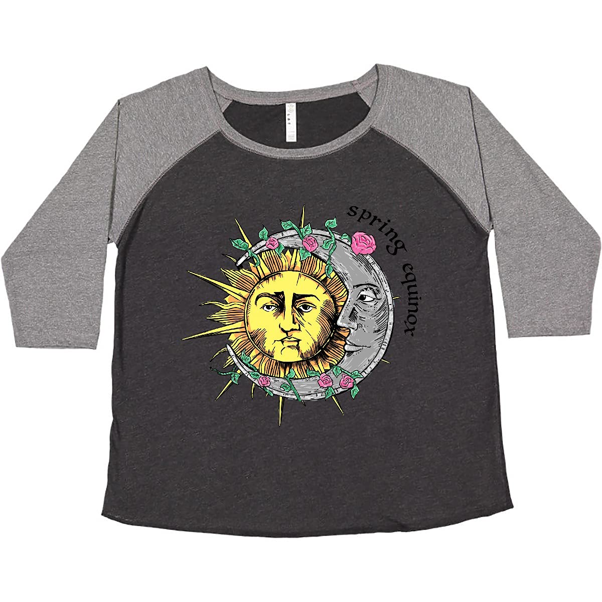 Inktastic 1st Day of Spring Sun and Moon Graphic Plus Size Women's T-Shirt - Comfortable Casual Tee for Spring Outfits, Gardening, and Outdoor Activities