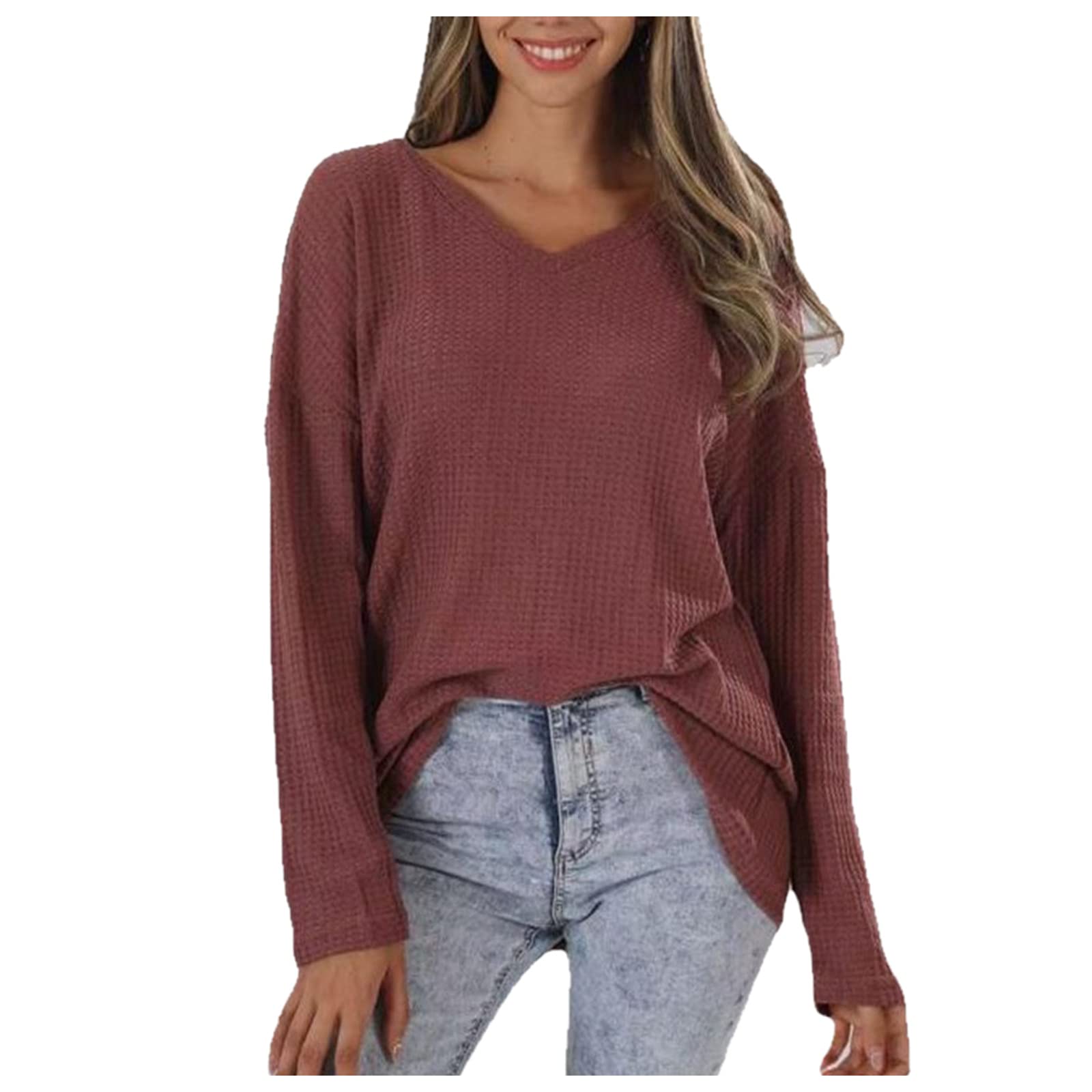 Women's Long Sleeve Lace Top - Solid Color Round Neck Loose Fit Winter Tee with Top Stitching | Casual Wear, Layering & Office Outfits