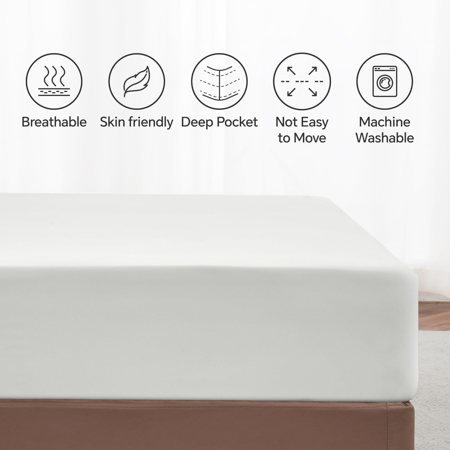 Extra Deep Queen Fitted Sheet - 18 to 24 Inch Deep Pocket Fitted Sheet for Queen Size Mattress, Ultra Soft & Breathable Bottom Sheet (60