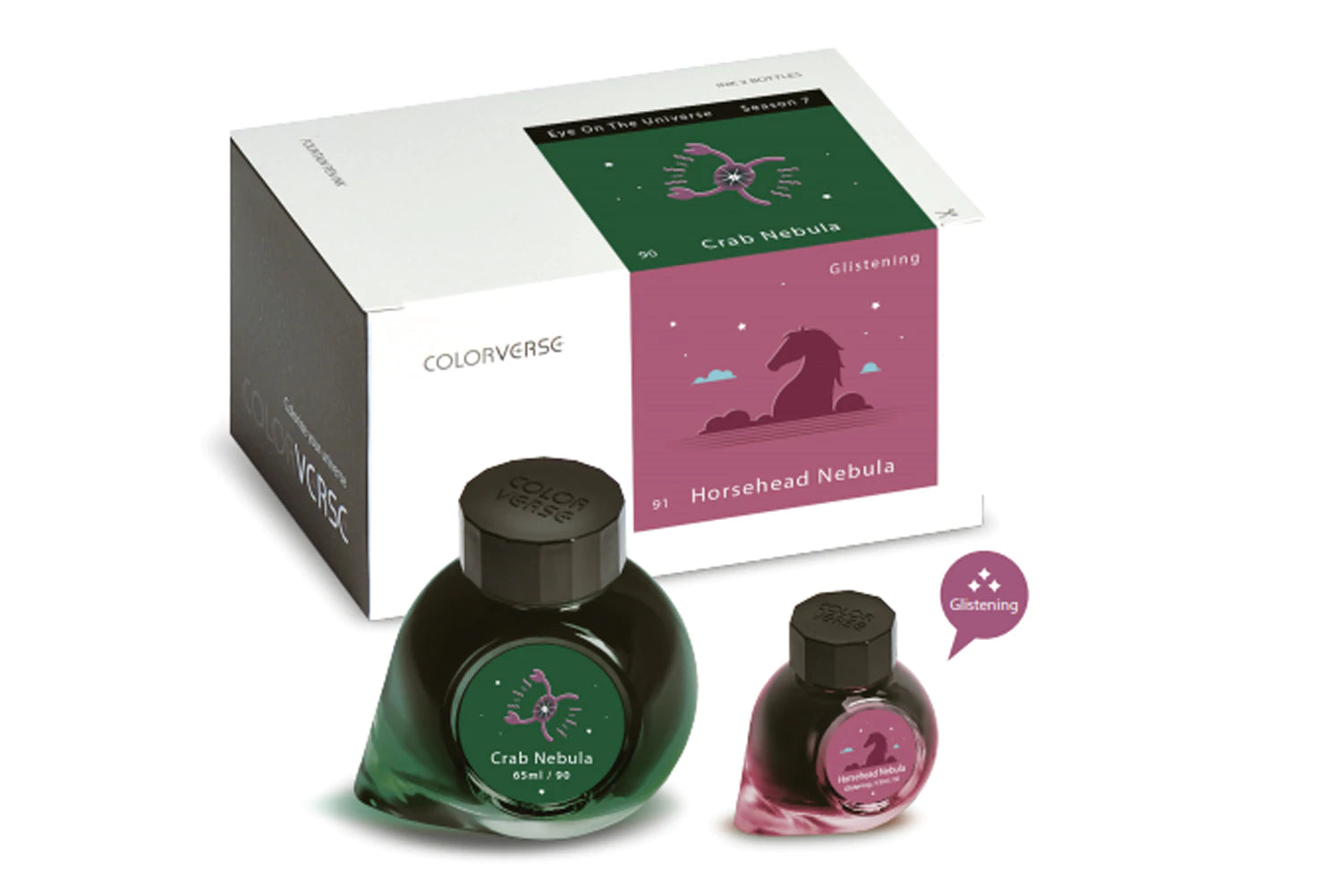 Colorverse Crab Nebula & Horsehead Nebula Fountain Pen Ink Set - 65ml + 15ml Bottled Inks for Writing, Drawing & Calligraphy - Perfect for Journaling, Note Taking & Artistic Creations
