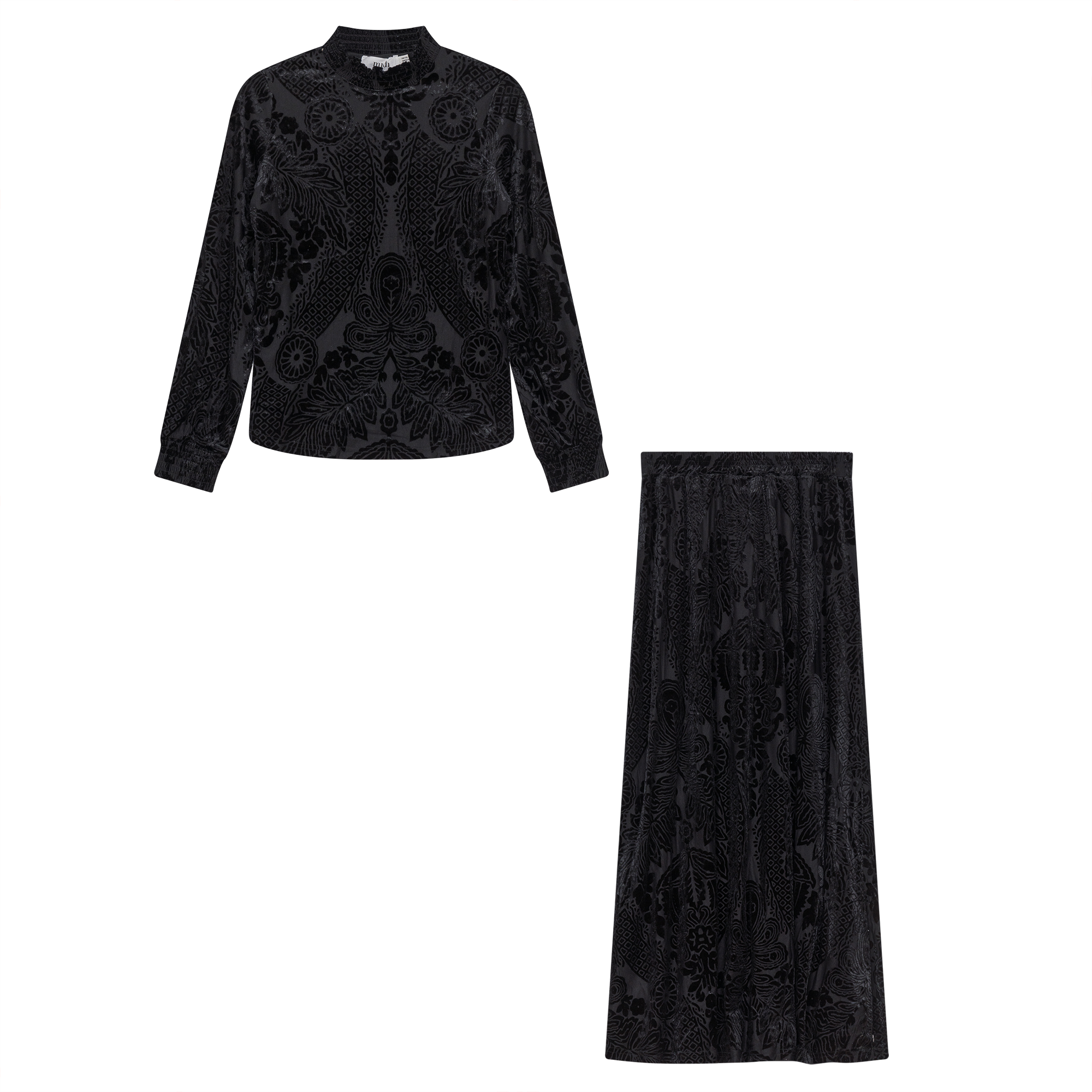 Burnout Velour A-Line Skirt 2-Piece Maxi Set for Women | Elegant Boho Outfit for Parties, Weddings & Date Nights
