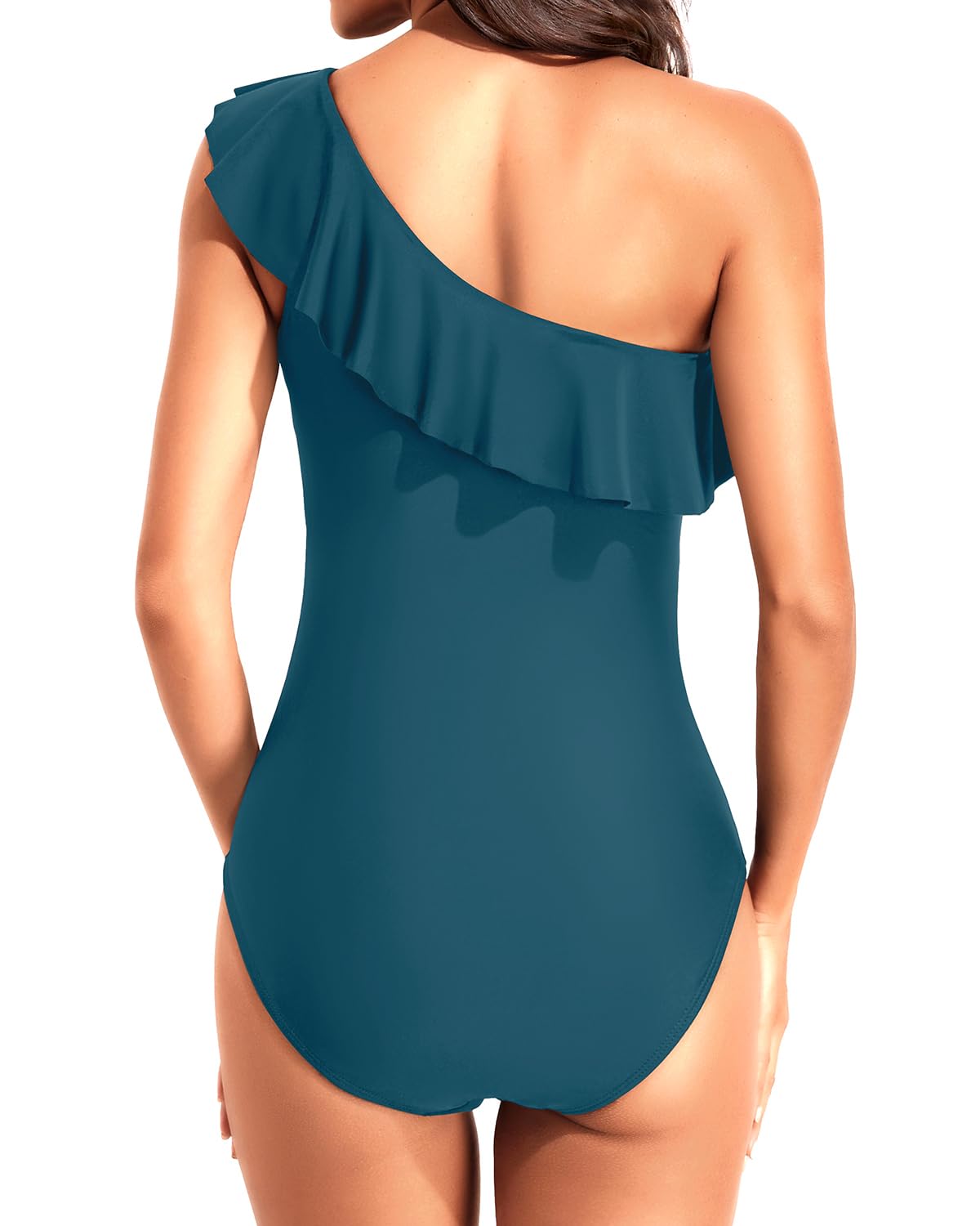 Tempt Me Women's One Piece Swimsuit with Tummy Control - One Shoulder Ruffle Bathing Suit for Beach & Pool | Slimming Swimwear for Vacation, Summer & Water Sports