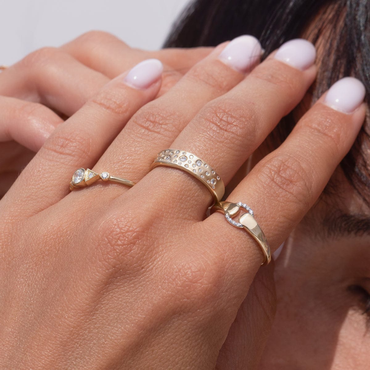 Two Tone Diamond Buckle Ring for Women - Elegant Stackable Jewelry Gift for Valentine's Day, Anniversary & Special Occasions