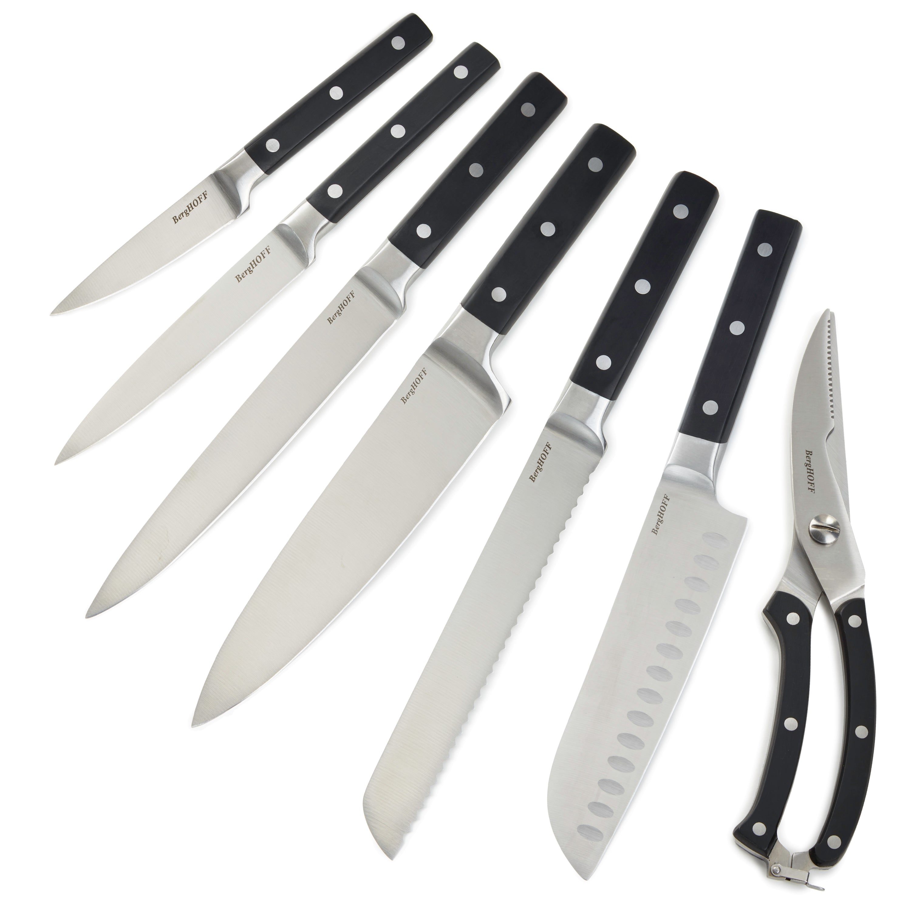 BergHOFF DiNA Gene 7-Piece Stainless Steel Knife Set - Premium Kitchen Knives for Chopping, Slicing & Dicing - Perfect for Home Chefs & Cooking Enthusiasts