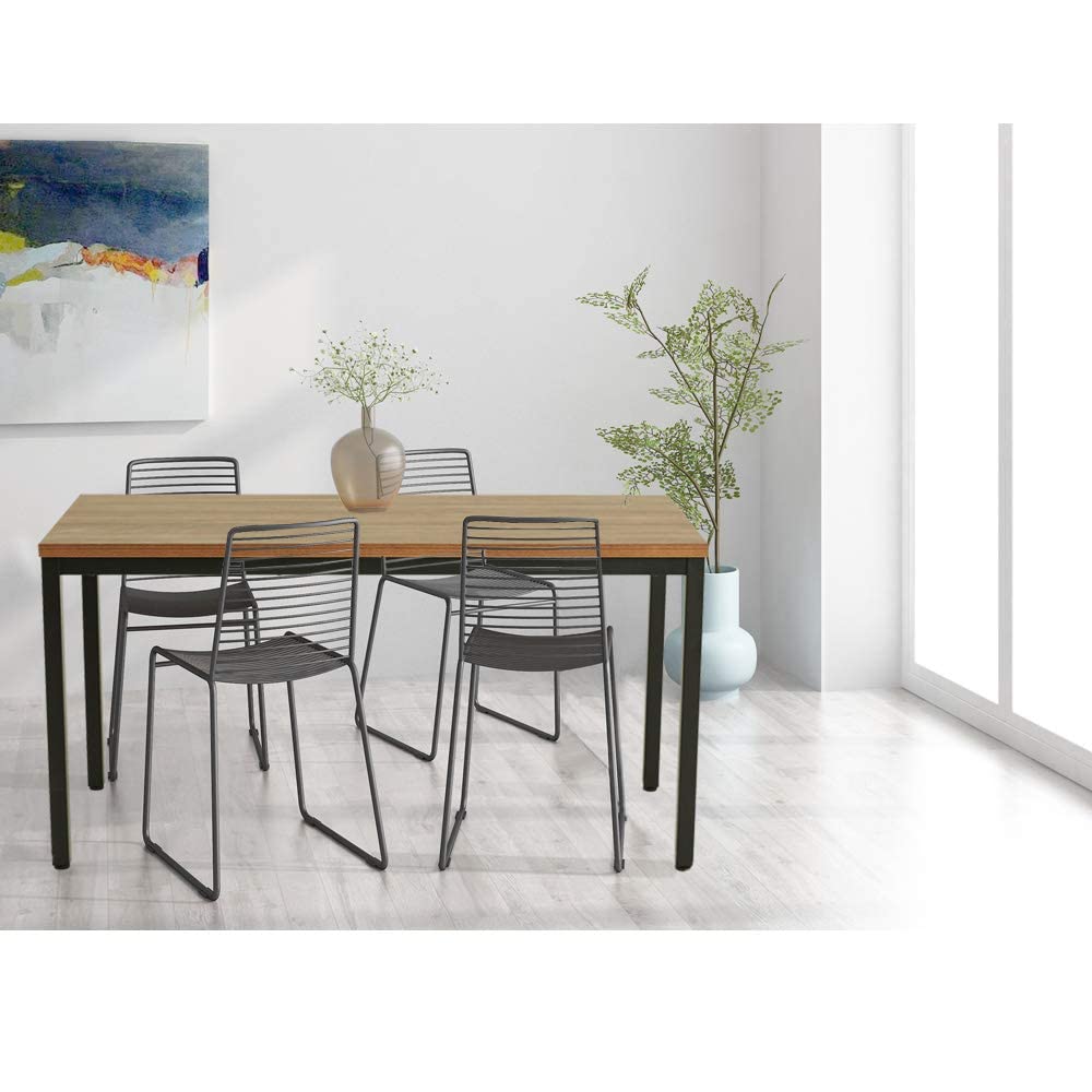 BIBOC 24x55 Inches Computer Desk & Dining Table - Sturdy Composite Wood Office Desk with Walnut & Black Legs - Perfect for Home Office, Study, and Small Space Workstations