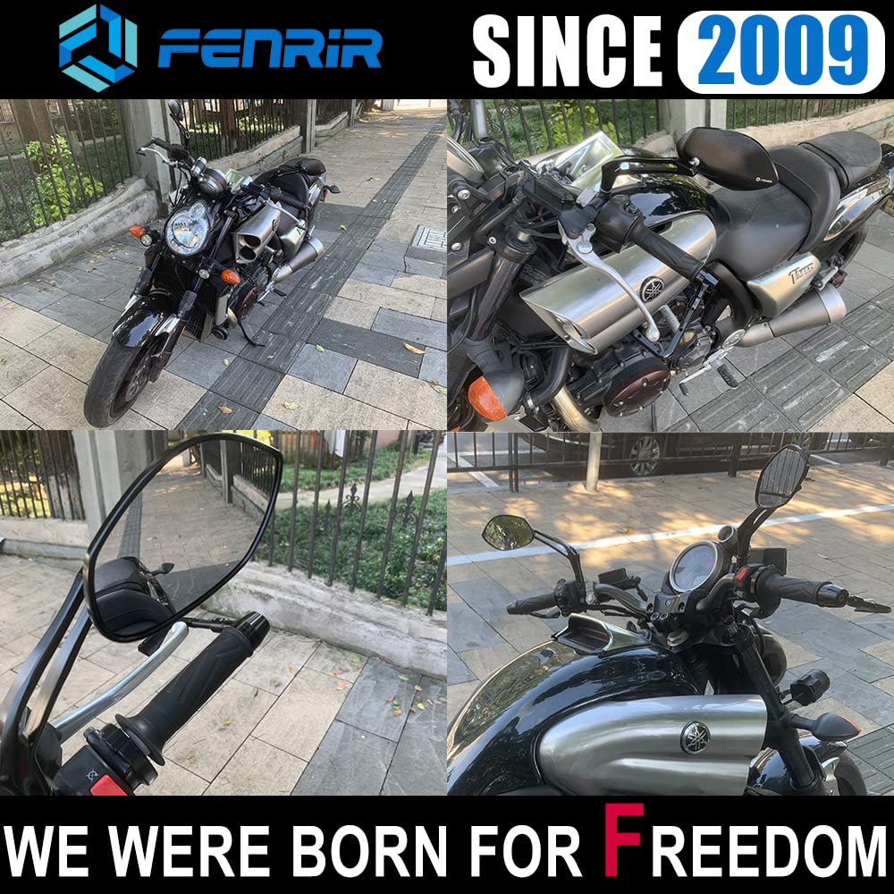Premium CNC Aluminum Alloy Black Motorcycle Mirrors - Universal M10/M8 Side Rear View Mirrors with Anti-Glare & Vibration Resistant for Adventure, Dual Sport, Naked, Street Bikes, Cruisers & Scooters - Perfect for Daily Commuting and Long-Distance Riding