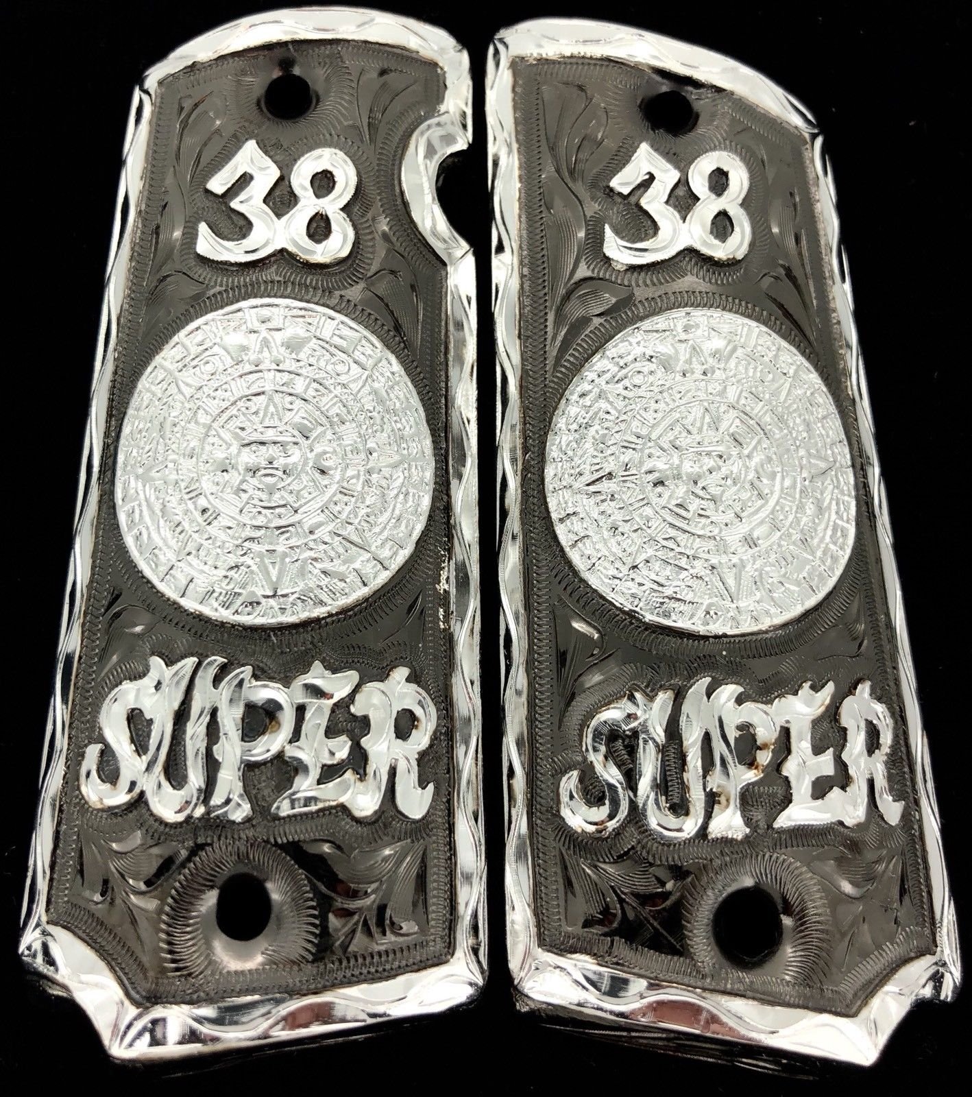 Blanca's Jewelry 1911 Gun Grips with Aztec Calendar Design - Premium Pistol Grips for 1911 Handguns - Perfect for Shooting Ranges, Gun Collectors & Historical Enthusiasts