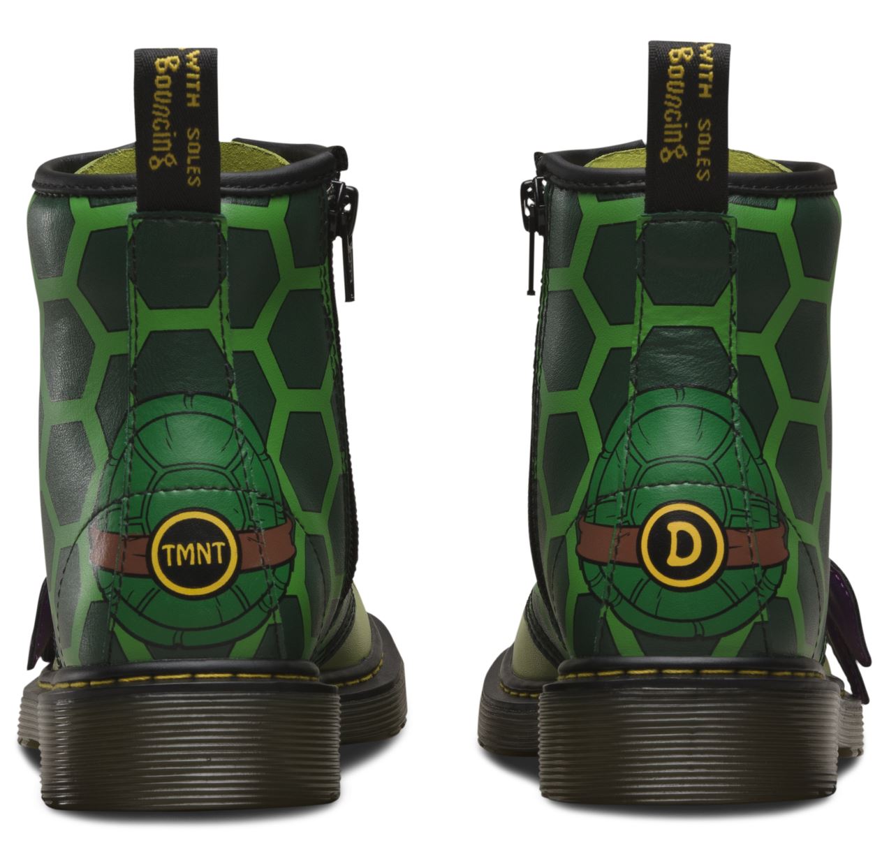 Dr. Martens 1460 Kids TMNT Donnie Green Leather Boots - Waterproof & Durable for Boys & Girls - Perfect for School, Play & Outdoor Adventures