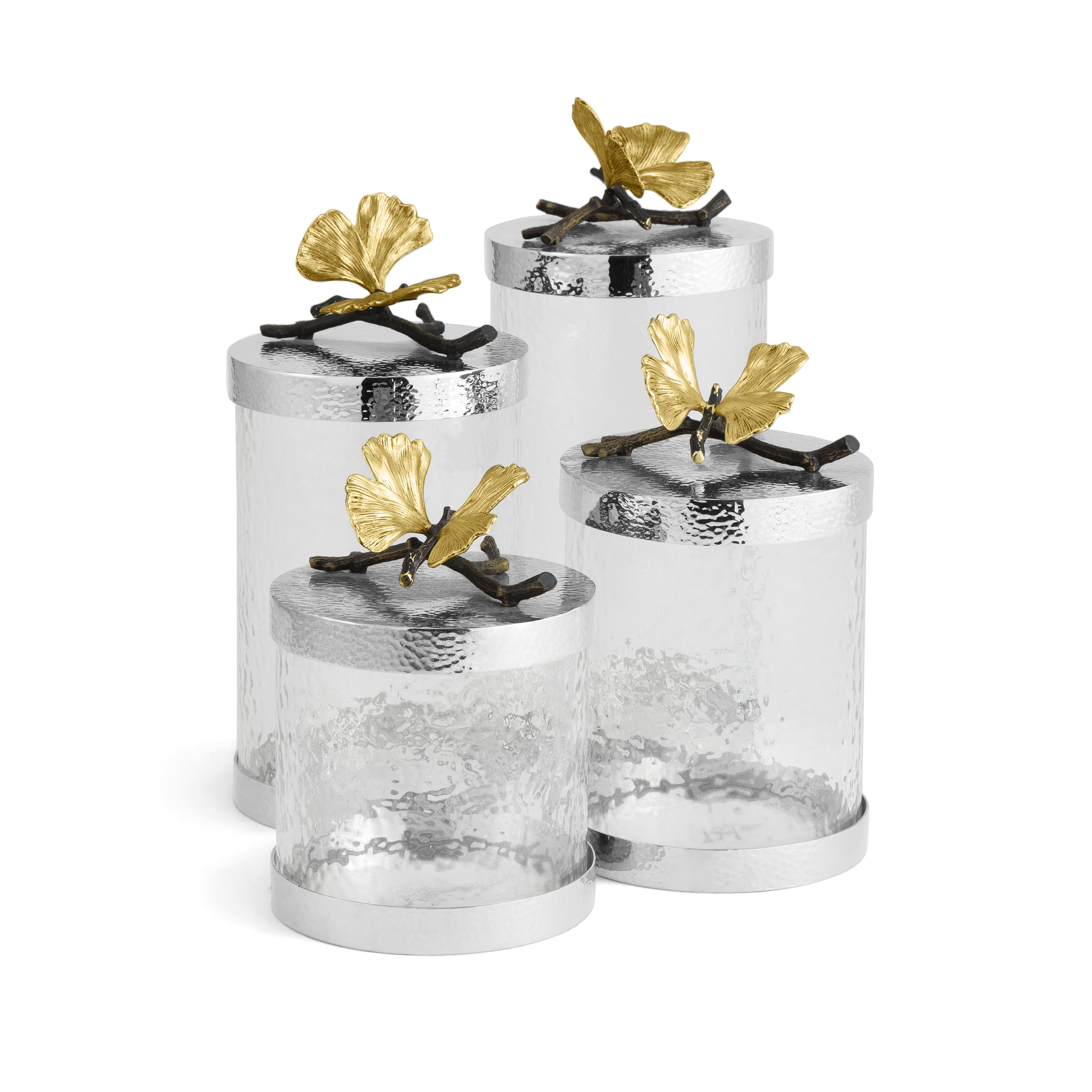 Butterfly Ginkgo Canisters Set - Elegant Decorative Storage Jars for Kitchen, Bathroom & Office - Perfect for Tea, Coffee, Sugar & Spices - Vintage Home Decor Gift Idea