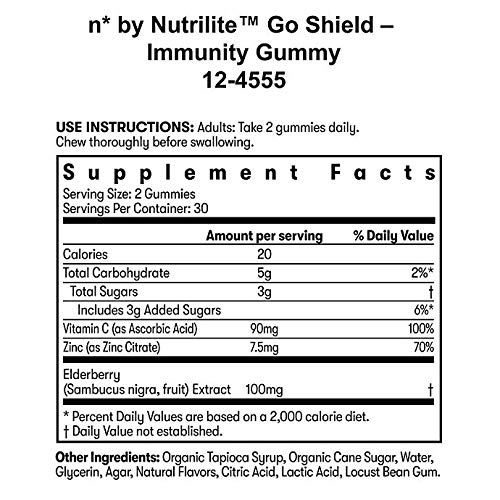 Nutrilite Go Shield Immunity Gummies - Immune Support Supplement with Vitamin C & Zinc for Adults & Kids - Boost Wellness at Home, Work & Travel