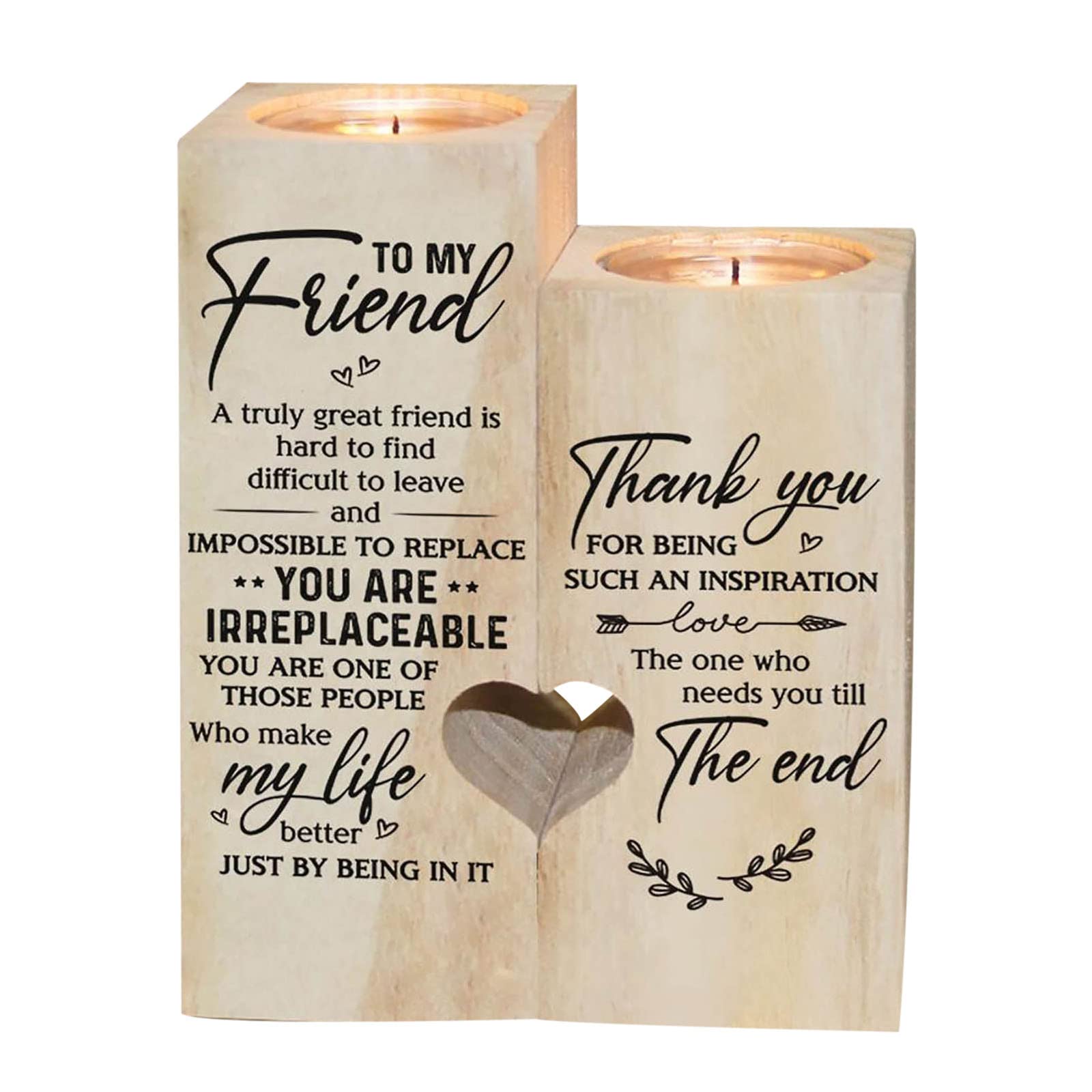 CrriMotor Personalized Wooden Candle Holder - Best Friend Birthday Gift for Women - Engraved Friendship Candle Holder (#09) | Home Decor, Wedding Gift, Anniversary Present