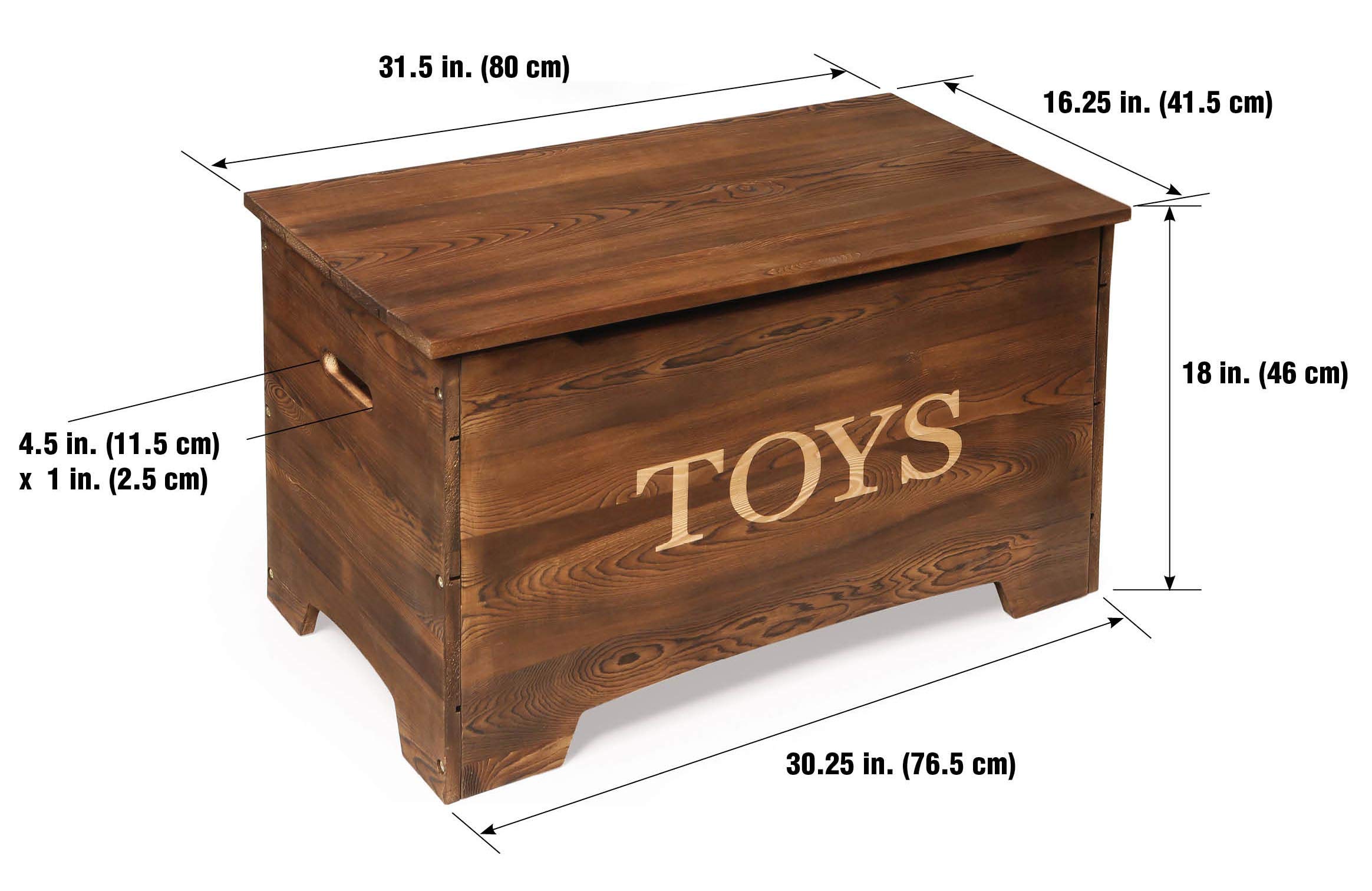 Badger Basket Rustic Solid Wood Toy Box in Caramel Brown – Safe & Customizable Kids Toy Storage Organizer | Perfect for Nursery, Playroom & Bedroom Organization