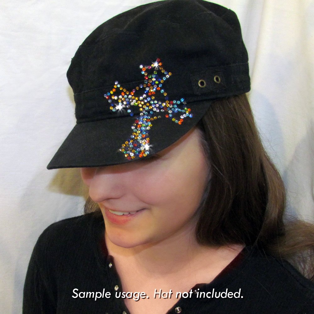 JCS Rhinestones Multi Cross Iron-On Rhinestone Crystal Transfer - Perfect for DIY T-Shirts, Jackets & Denim Customization