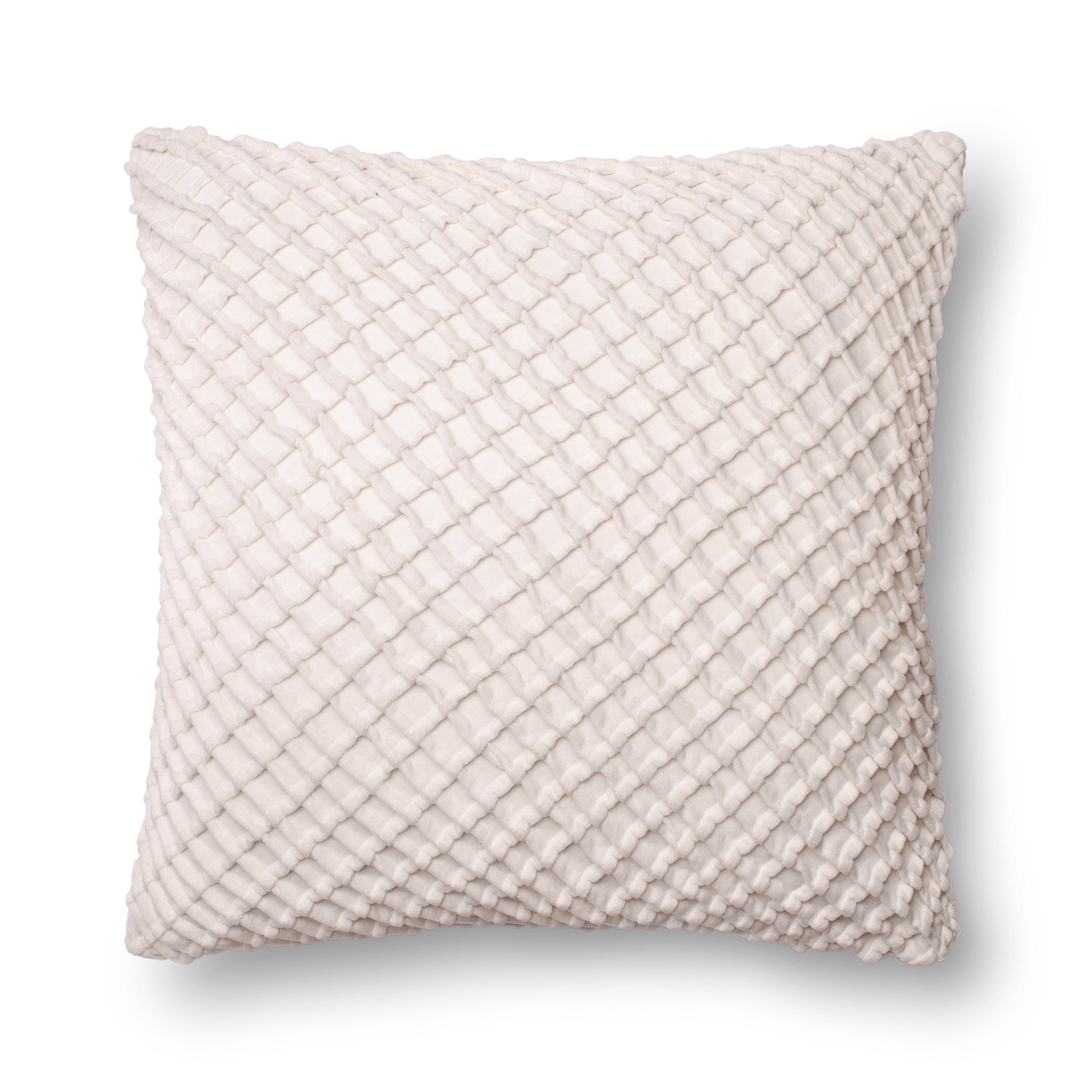 Loloi Decorative Throw Pillow Cover | P0125 White Cotton Linen Blend - Perfect for Sofa, Bed, and Living Room Decor
