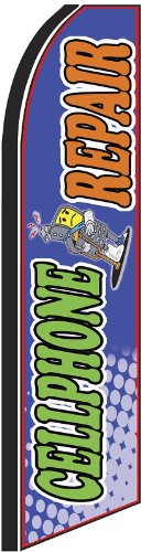 5 Pack Swooper #4 Feather Flags - 11.5ft Cell Phone Repair Advertising Banners for Storefront, Grand Opening & Outdoor Promotions