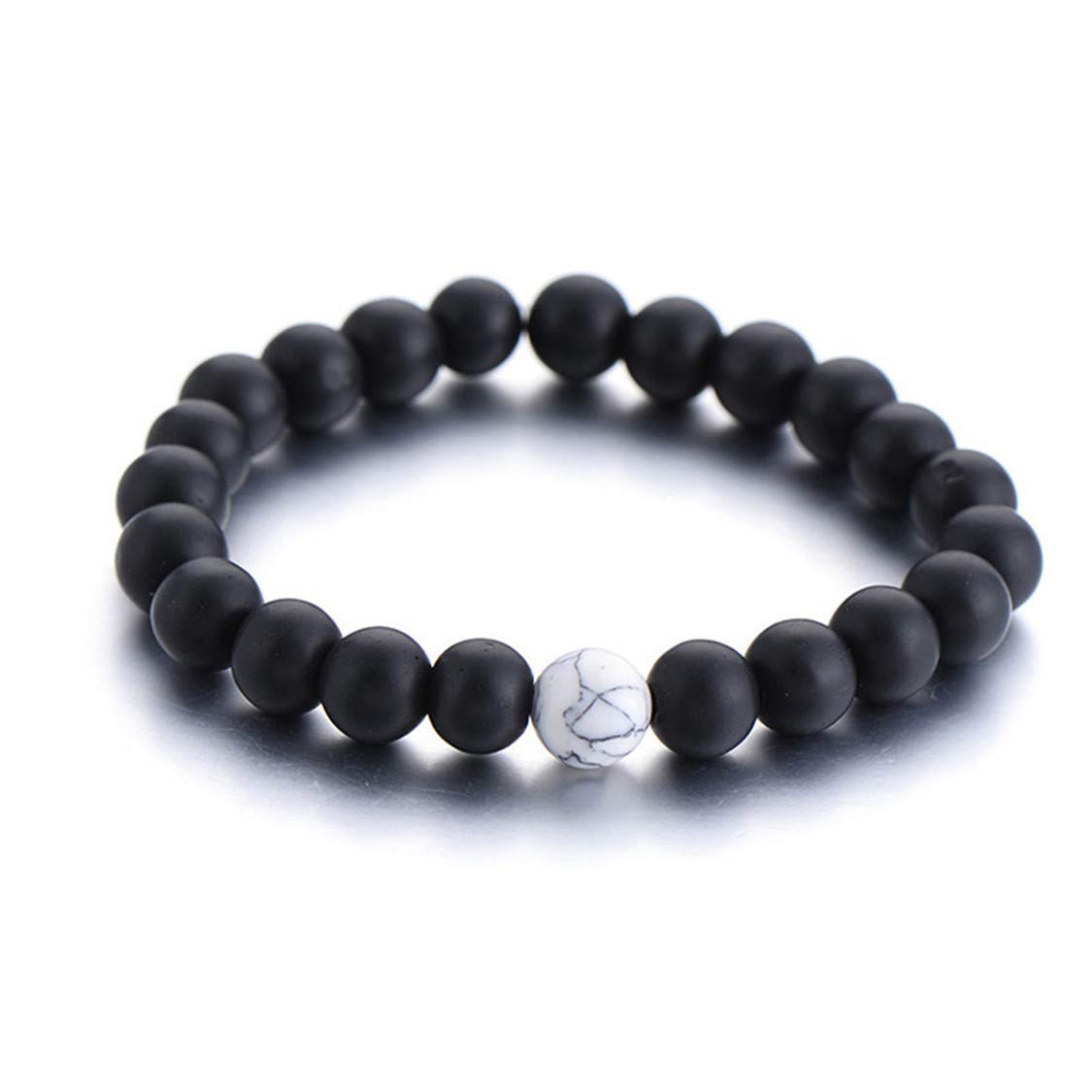 His & Hers Matching Bracelet Set - Black & White Beaded Couple Bracelets for Men & Women - Romantic Gift for Couples, Friendship Jewelry - Perfect for Anniversaries, Valentine's Day & Date Nights
