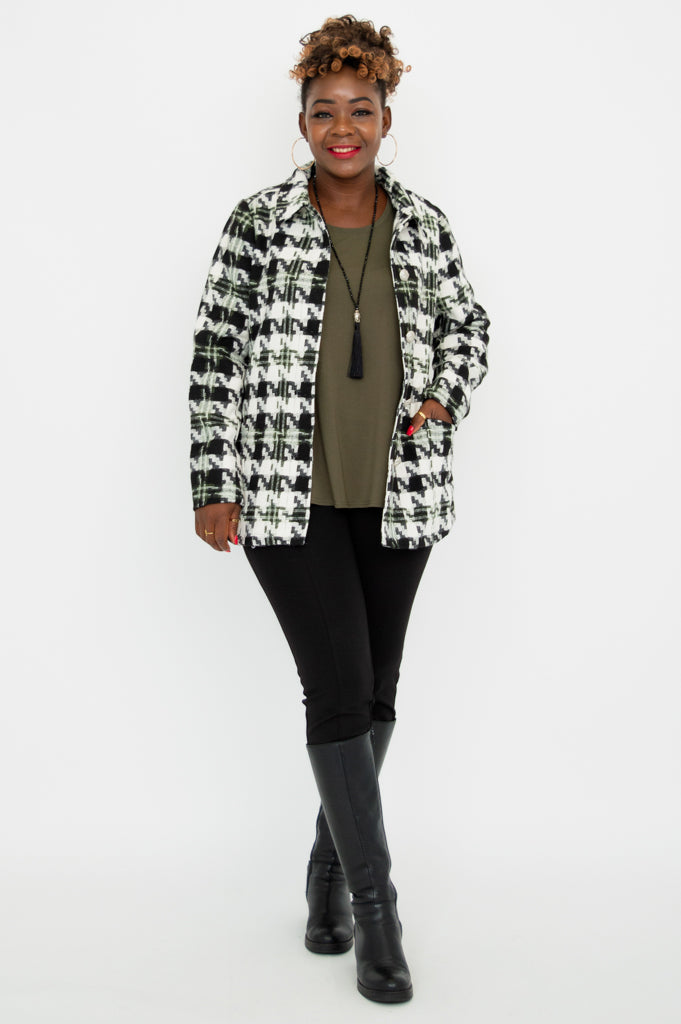 Cherie Houndstooth Coat for Women - Classic Wool Blend Winter Jacket with Pockets | Perfect for Office, Parties & Cold Weather Fashion