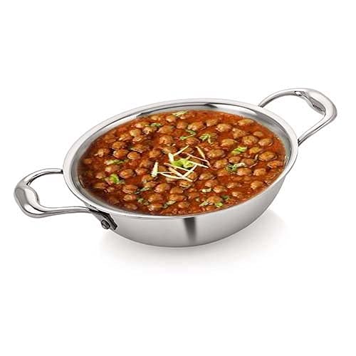 Premium Triply Stainless Steel Deep Kadhai Cookware with Glass Lid - 5L Heavy Duty Indian Wok Pan for Stir Frying, Deep Frying & Curry Making - Ideal for Home Cooking, Restaurant Use & Outdoor Camping
