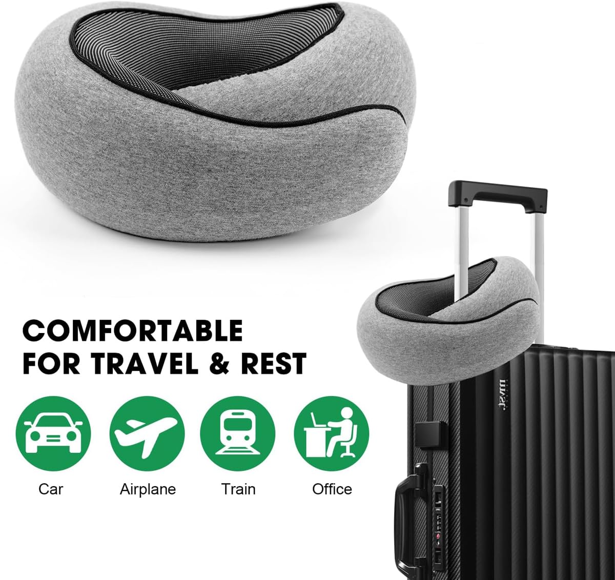 Wander Plus Memory Foam Travel Pillow - U-Shaped Neck Pillow for Airplane, Car & Office - Portable & Comfortable for Upright Sleeping - Pink (Perfect for Long Flights, Road Trips & Work Breaks)