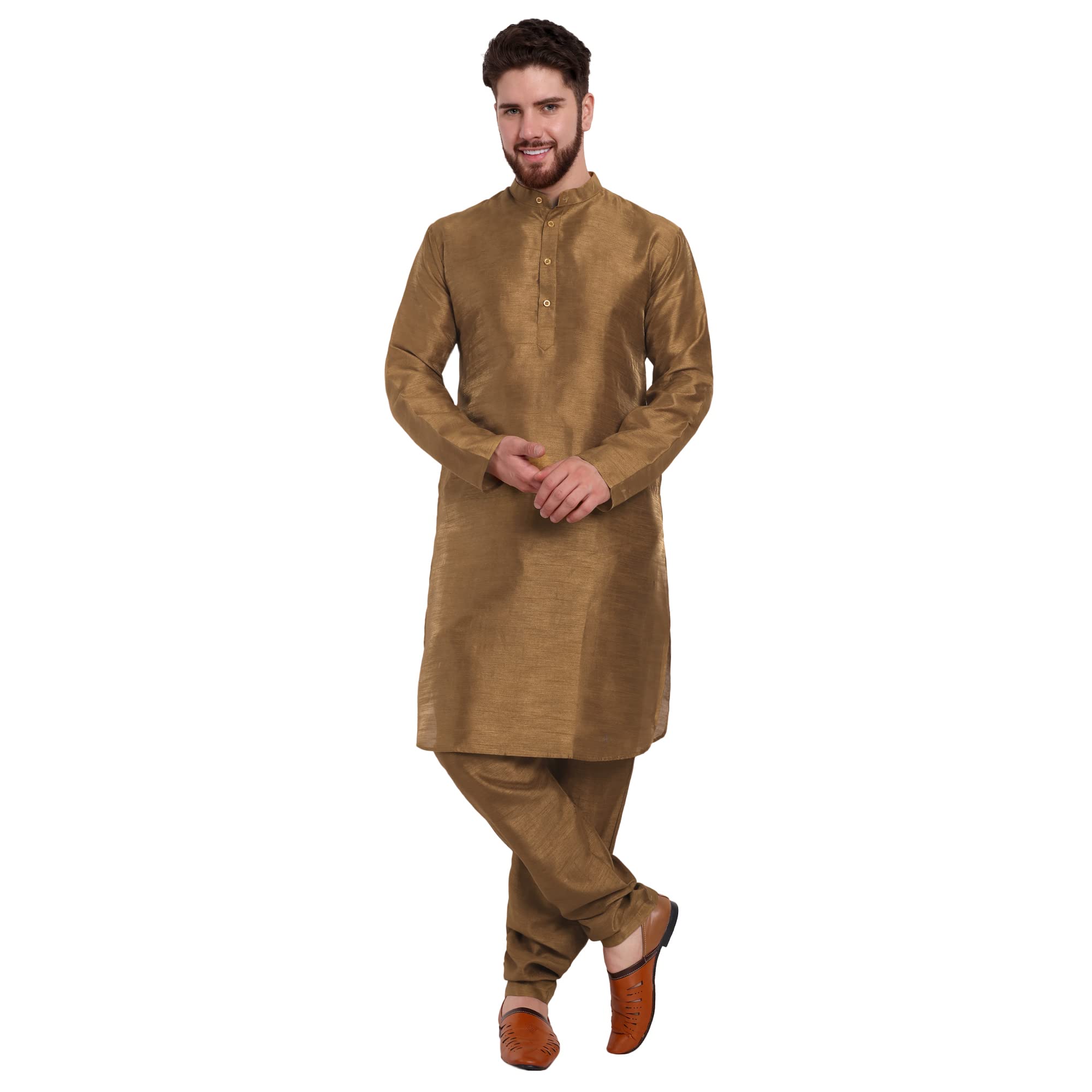 SKAVIJ Men's Indian Ethnic Kurta Pajama Set - Traditional Party Wear Outfit for Festivals, Weddings & Cultural Events