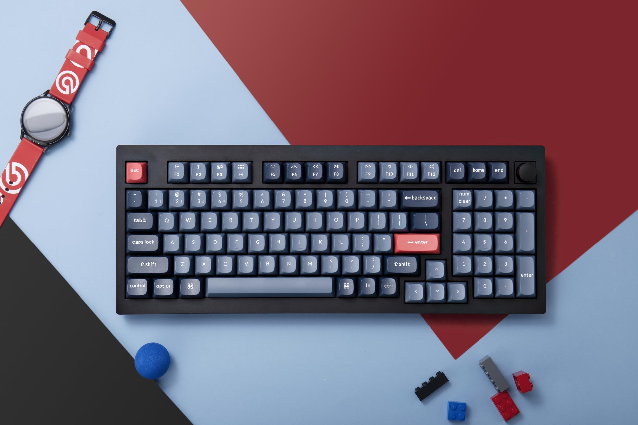Keychron V5 Max Wireless Custom Mechanical Keyboard with Knob - QMK/VIA Programmable, 96% Layout, Bluetooth 5.1/2.4GHz/Wired, RGB Backlit, Hot-Swappable Gateron Jupiter Red Switches - Compatible with Mac & Windows - Perfect for Gaming, Coding & Office Work