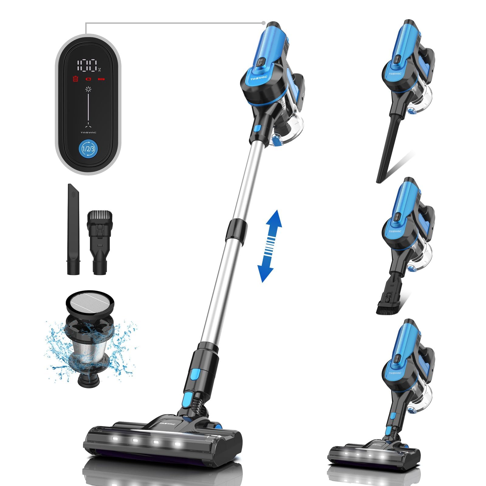 TASVAC 28KPa 300W Cordless Stick Vacuum Cleaner with LED Display - 50min Runtime, Lightweight Handheld Vacuum for Hard Floors, Carpets & Pet Hair - Perfect for Home Cleaning & Pet Owners