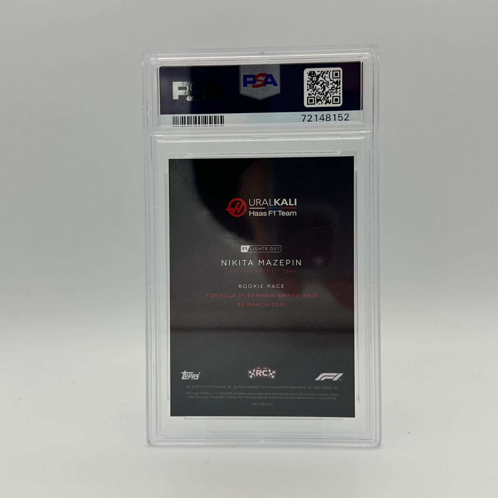 PSA 9 Graded 45/50 Nikita Mazepin Rookie Race Card - Rare Collectible for F1 Racing Fans & Sports Memorabilia Enthusiasts - Perfect for Display, Trading, and Investment