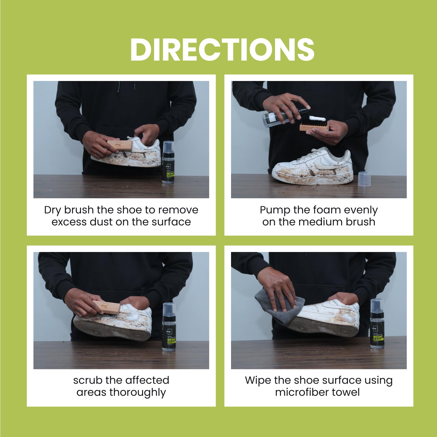 **SALCEUS Quick Fastfoam Sneaker Cleaning Kit – 150ml Shoe Cleaner Foam, Medium Bristle Brush & Microfiber Cloth – White | Sports, Casual & Running Shoes Stain Remover | All-Purpose Cleaner for Sneakers, Canvas & Leather Shoes | Perfect for Gym, Travel & Daily Use**