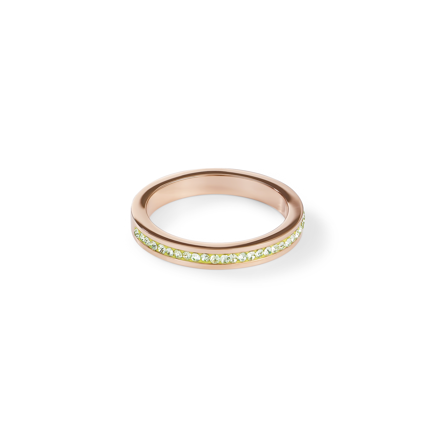 Elegant Rose Gold Stainless Steel Ring with Crystals & Green Pavé - Perfect for Weddings, Parties & Special Occasions