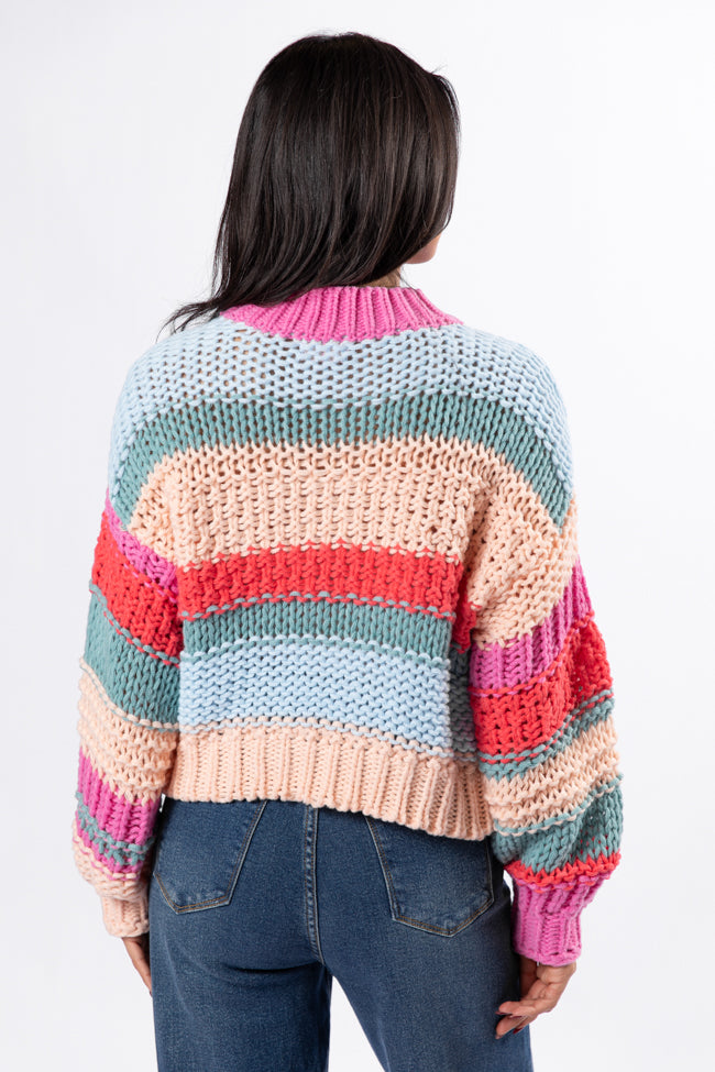 Chunky Striped Sweater for Women - Cozy Peach Knit Pullover with Inline Design | Perfect for Fall & Winter Fashion, Casual Outfits, and Layering