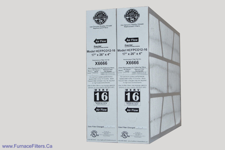 Lennox X6666 Furnace Filter 17x26x4 MERV 16 - Healthy Climate PCO 12C - 2 Pack | High Efficiency Air Filter for Home HVAC Systems, Allergies & Dust Reduction
