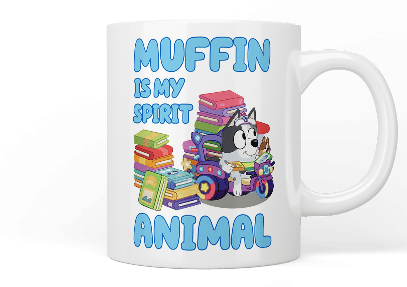 Bluey Muffin is My Spirit Animal Coffee Mug - Funny Cartoon Ceramic Cup for Kids & Adults - Perfect for Tea, Coffee, Hot Chocolate at Home, Office or Gift