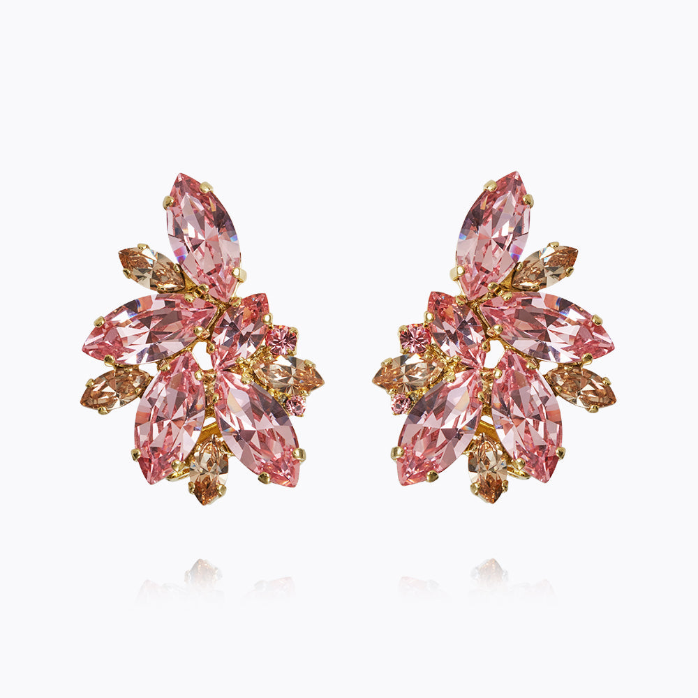 Elegant Iris Earcuffs - Light Rose Gold with Silk Accents | Perfect for Weddings, Parties & Special Occasions