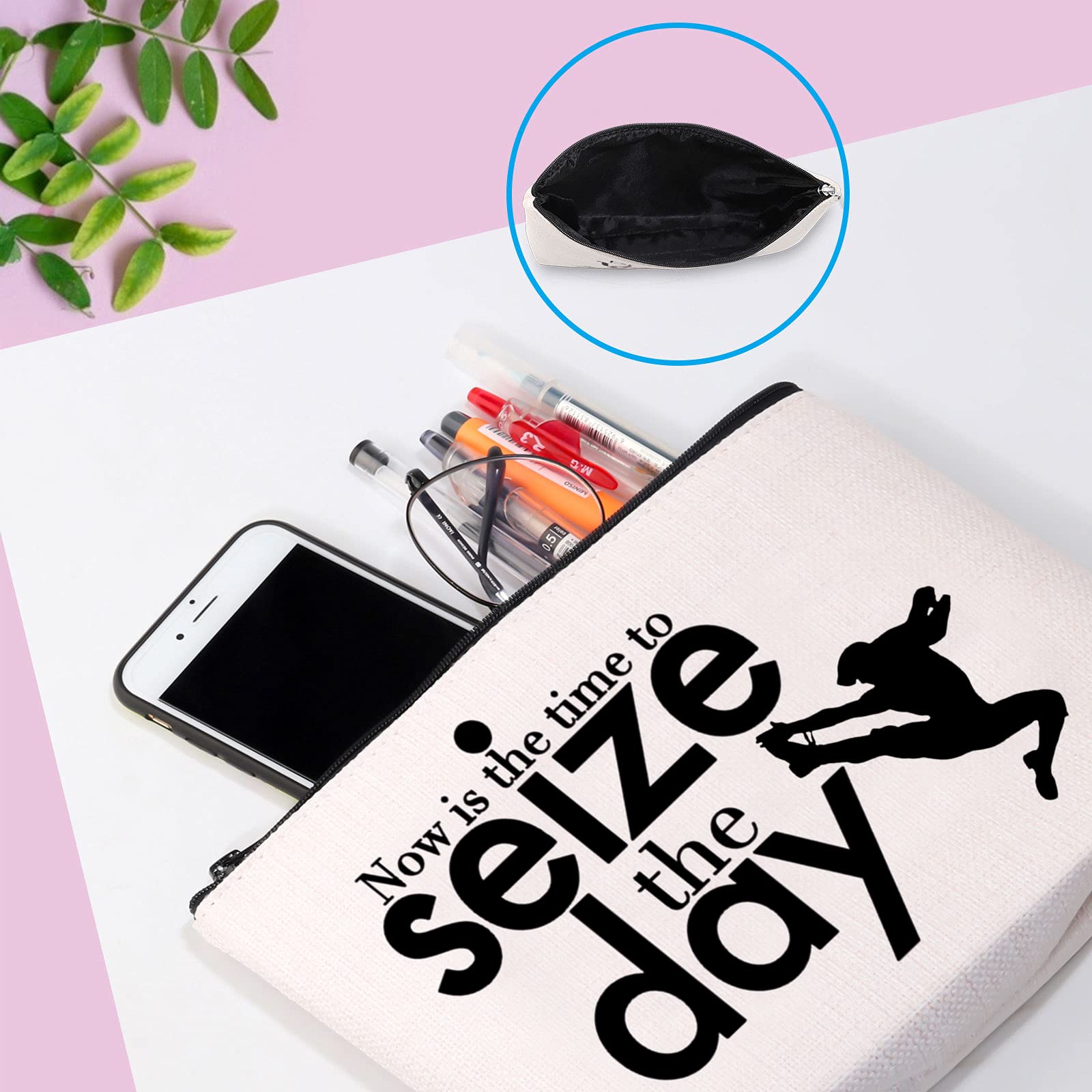 Broadway Musical Inspired Makeup Bag - Seize The Day Cosmetic Pouch for Theatre Lovers - Perfect Gift for Show Fans & Travel