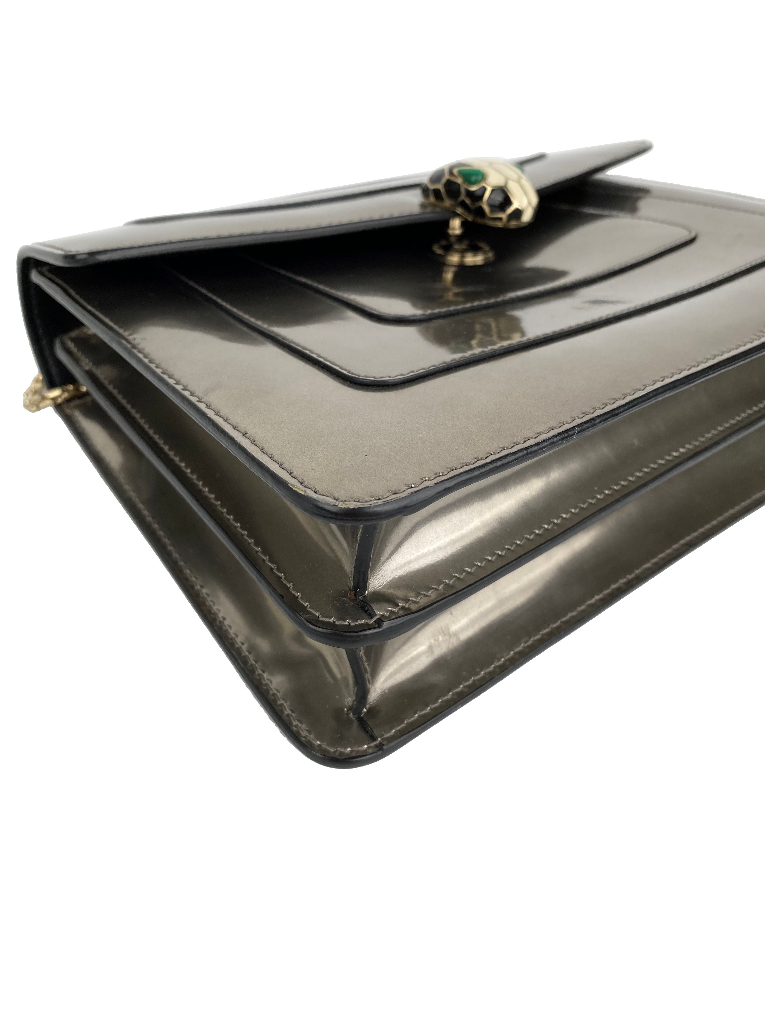 Bvlgari Serpenti Forever Silver Leather Shoulder Bag for Women | Luxury Designer Handbag for Evening Parties, Date Night & Special Occasions