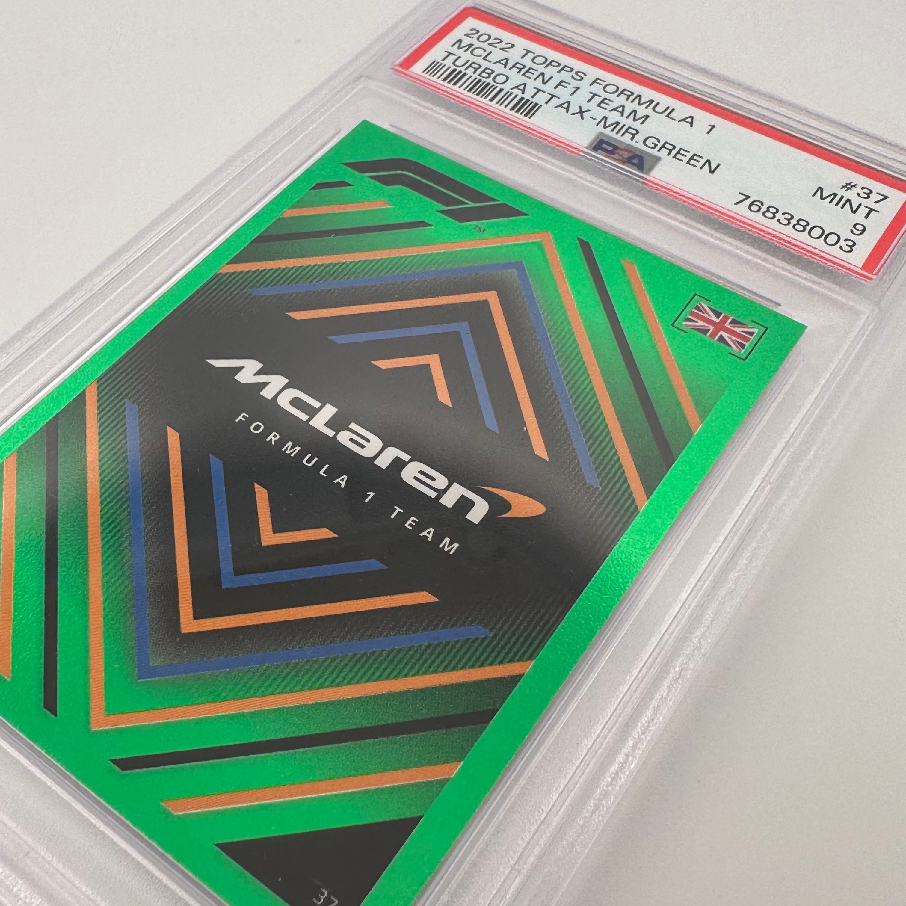 PSA 9 193/500 MCLAREN TEAM #37 MIRROR GREEN Trading Card - Rare Collectible for Sports Memorabilia & Racing Fans - Perfect for Display, Investment, and Trading Card Collections